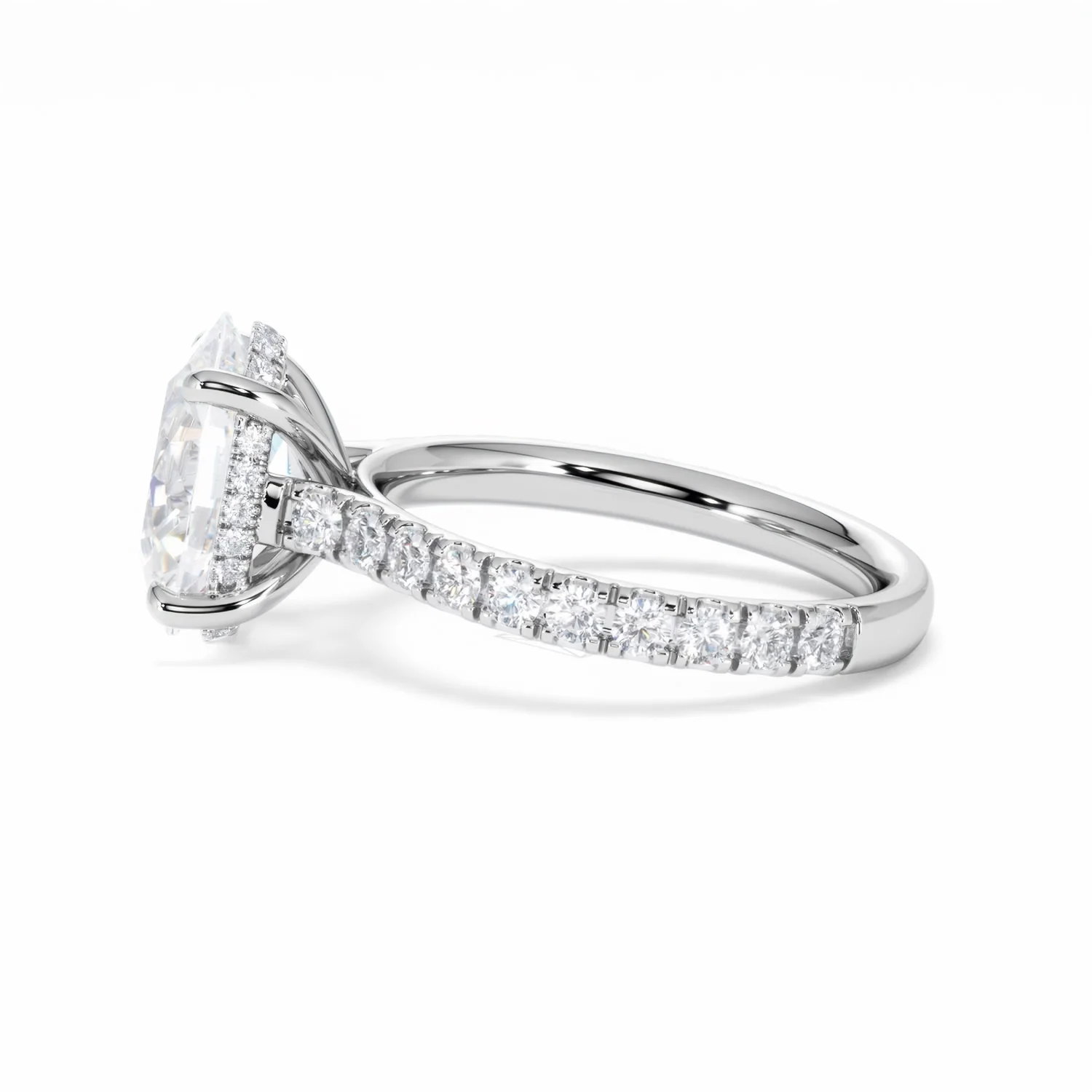 Amora Oval 3.00ct Hidden Halo Lab Diamond Engagement Ring With Side Stones Set in 18K White Gold - Image 69