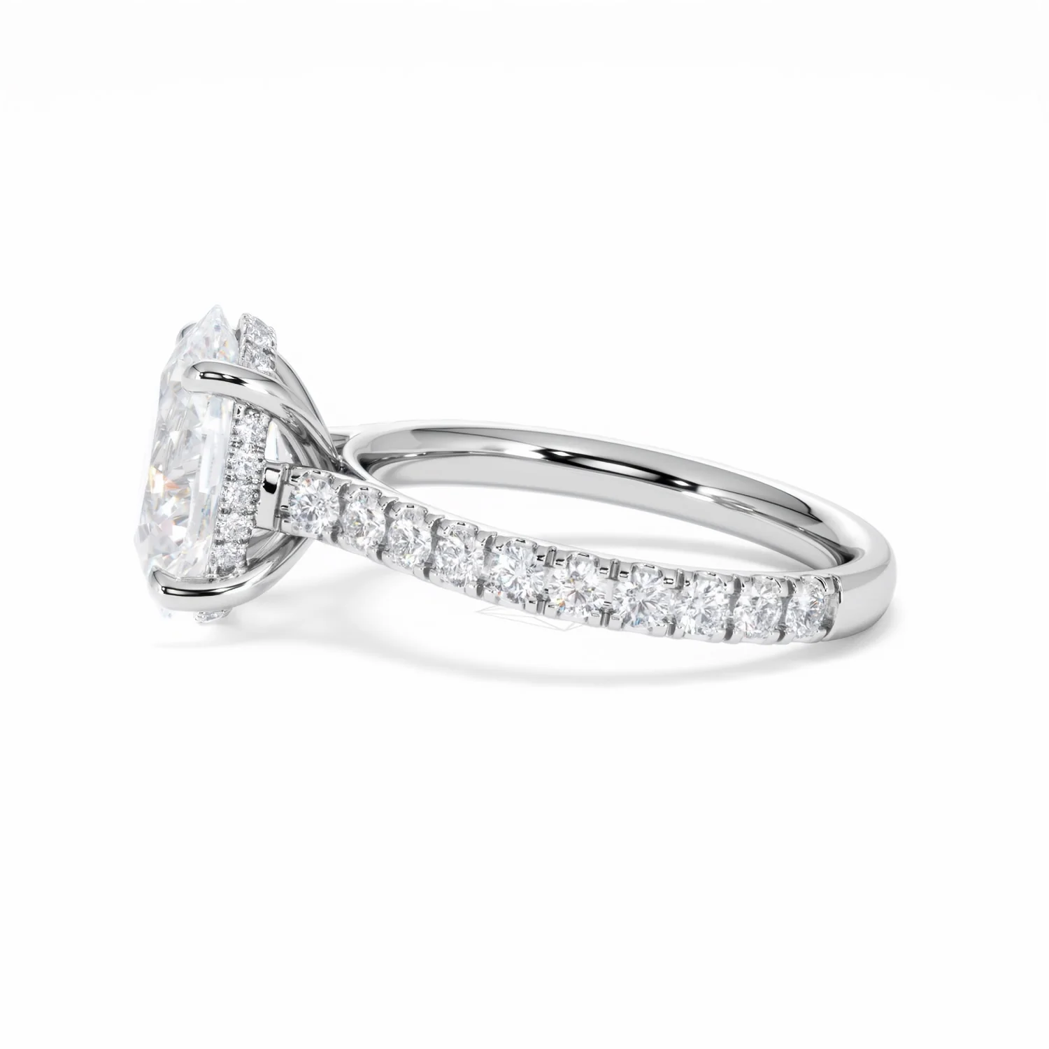 Amora Oval 3.00ct Hidden Halo Lab Diamond Engagement Ring With Side Stones Set in 18K White Gold - Image 70