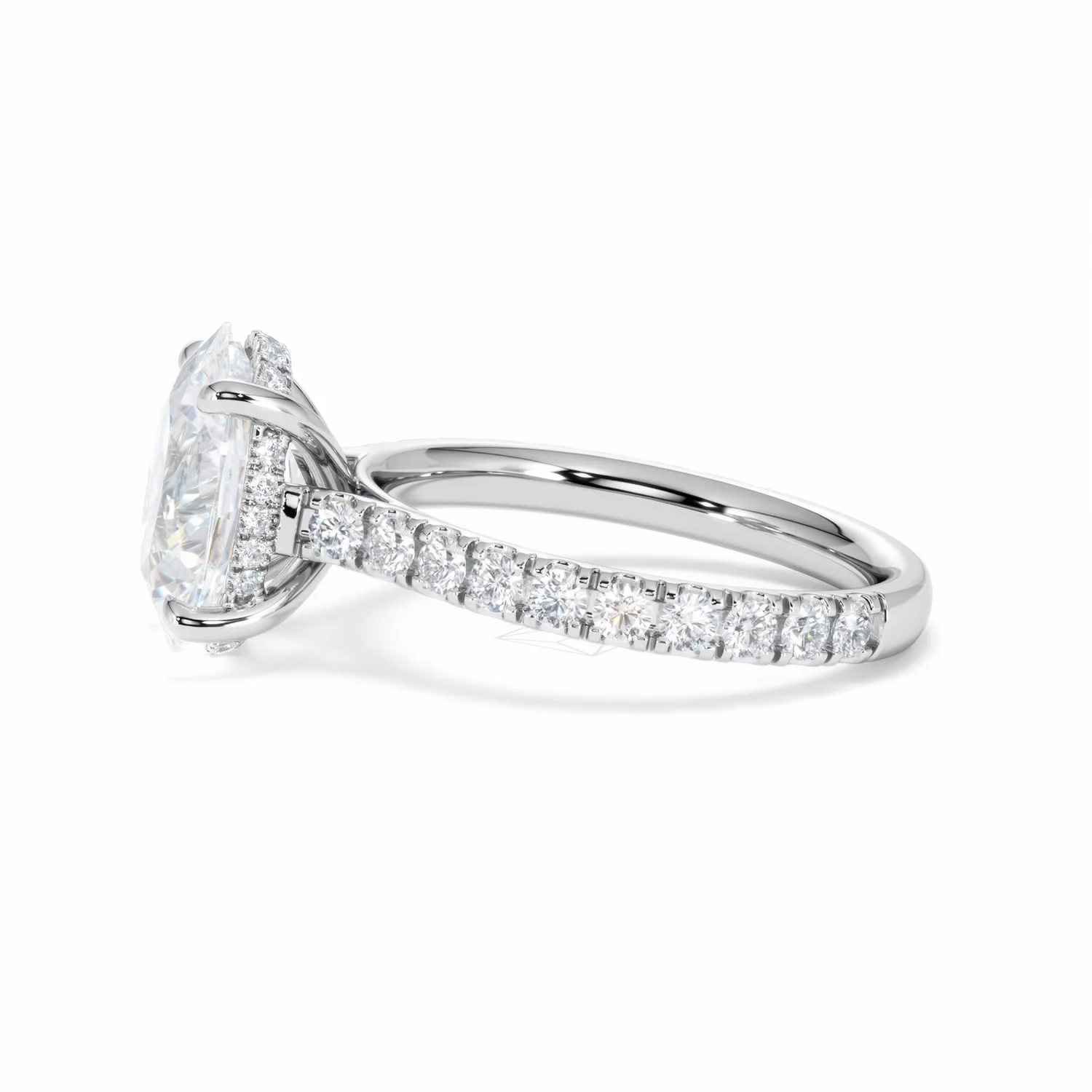 Amora Oval 3.00ct Hidden Halo Lab Diamond Engagement Ring With Side Stones Set in 18K White Gold - Image 71