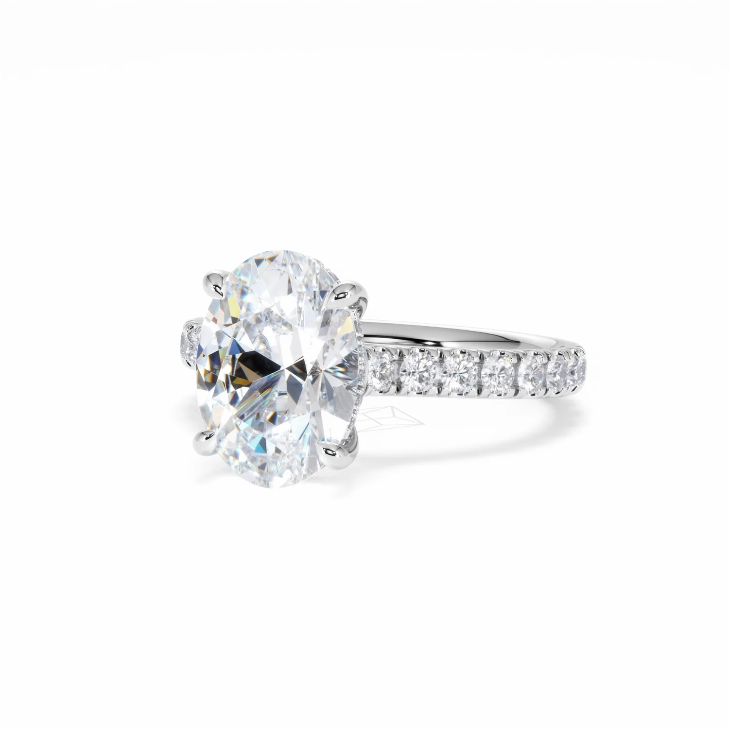 Amora Oval 3.00ct Hidden Halo Lab Diamond Engagement Ring With Side Stones Set in 18K White Gold - Image 84