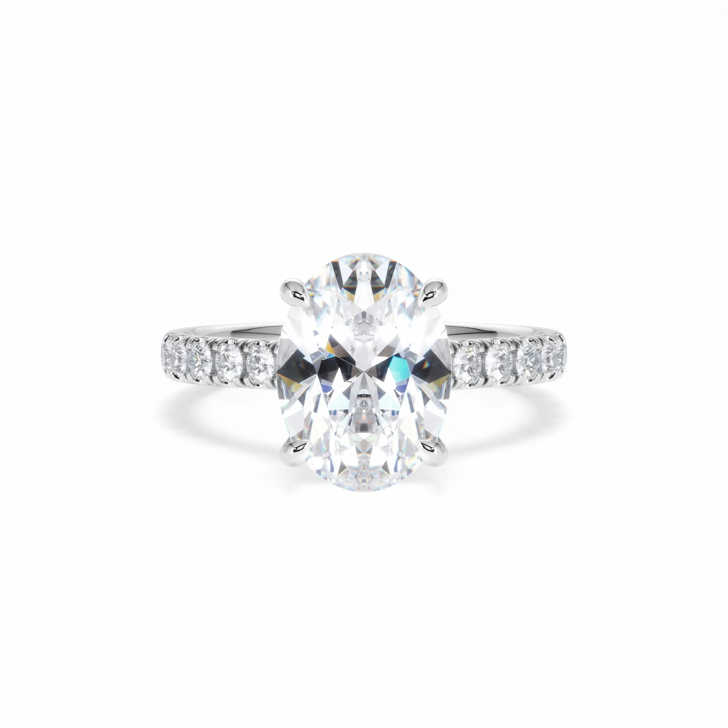 Amora Oval 3.00ct Hidden Halo Lab Diamond Engagement Ring With Side Stones Set in 18K White Gold - Image 9