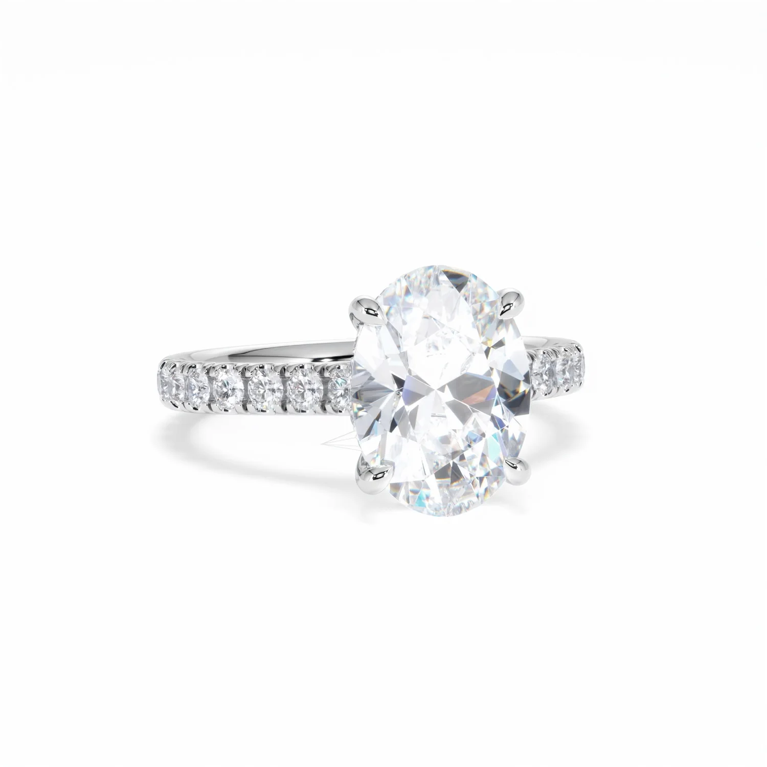Amora Oval 3.00ct Hidden Halo Lab Diamond Engagement Ring With Side Stones Set in Platinum - Image 11