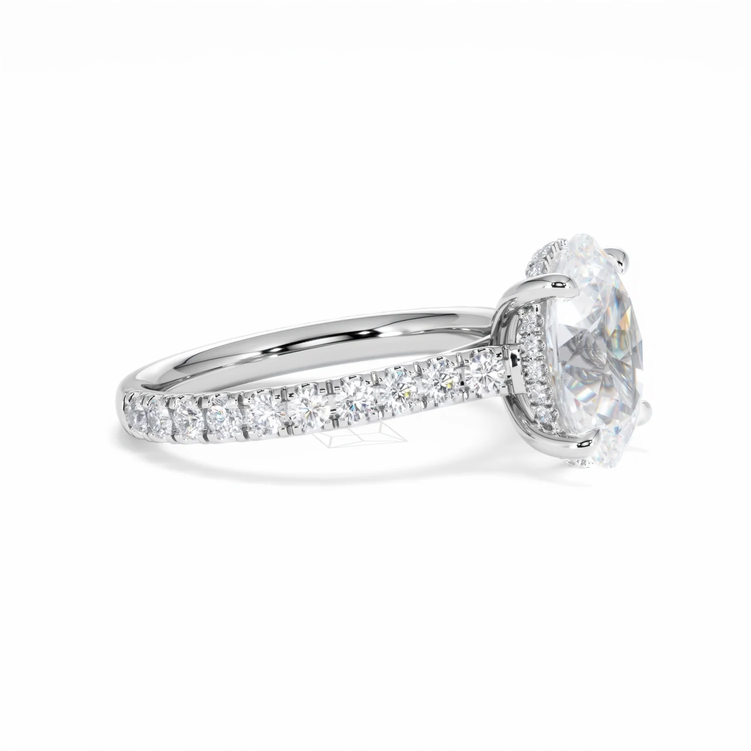 Amora Oval 3.00ct Hidden Halo Lab Diamond Engagement Ring With Side Stones Set in Platinum - Image 22