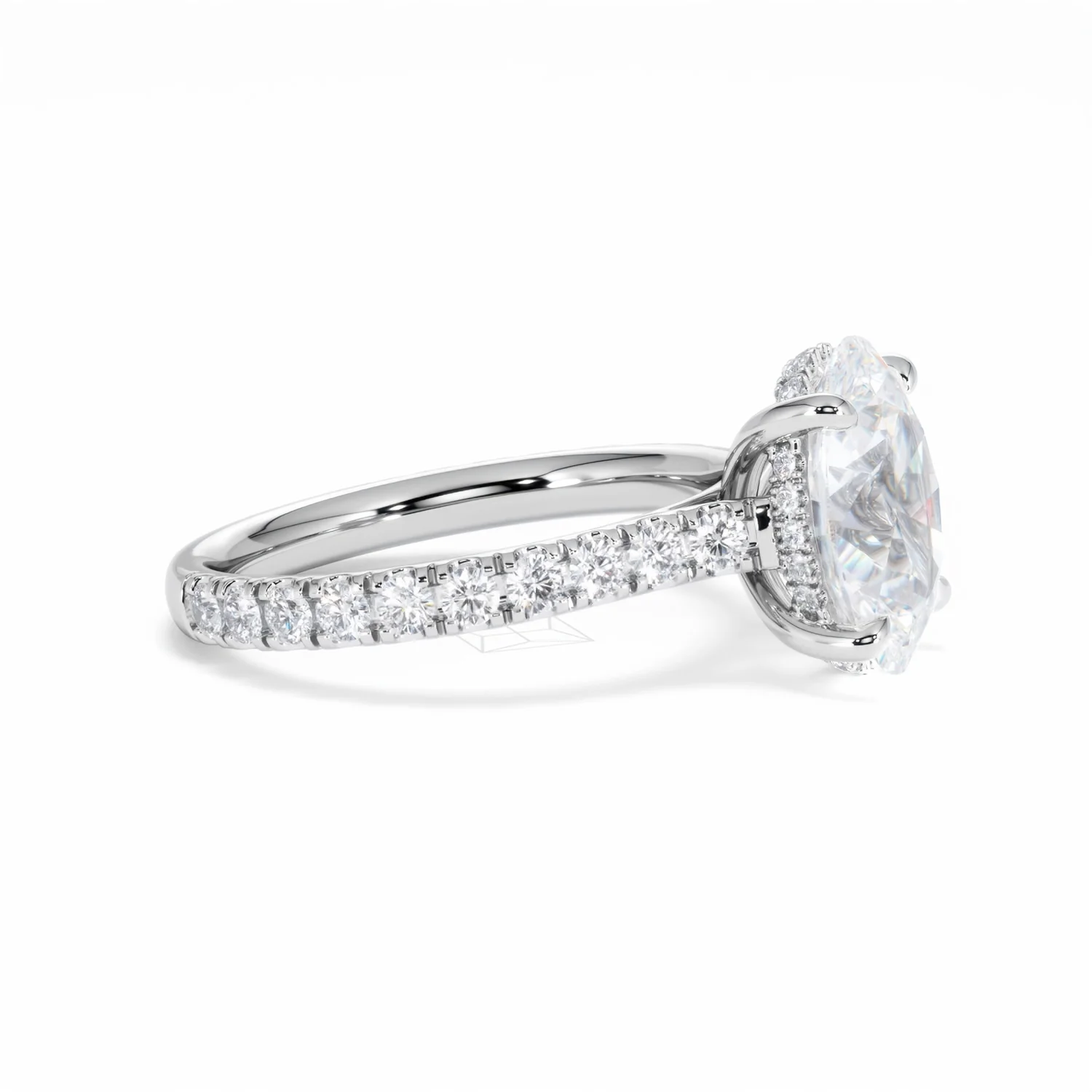 Amora Oval 3.00ct Hidden Halo Lab Diamond Engagement Ring With Side Stones Set in Platinum - Image 23