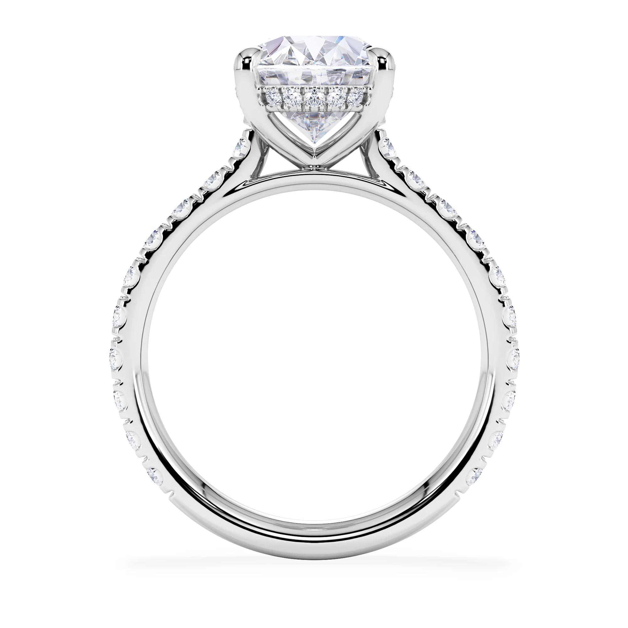 Amora Oval 3.00ct Hidden Halo Lab Diamond Engagement Ring With Side Stones Set in Platinum - Image 3