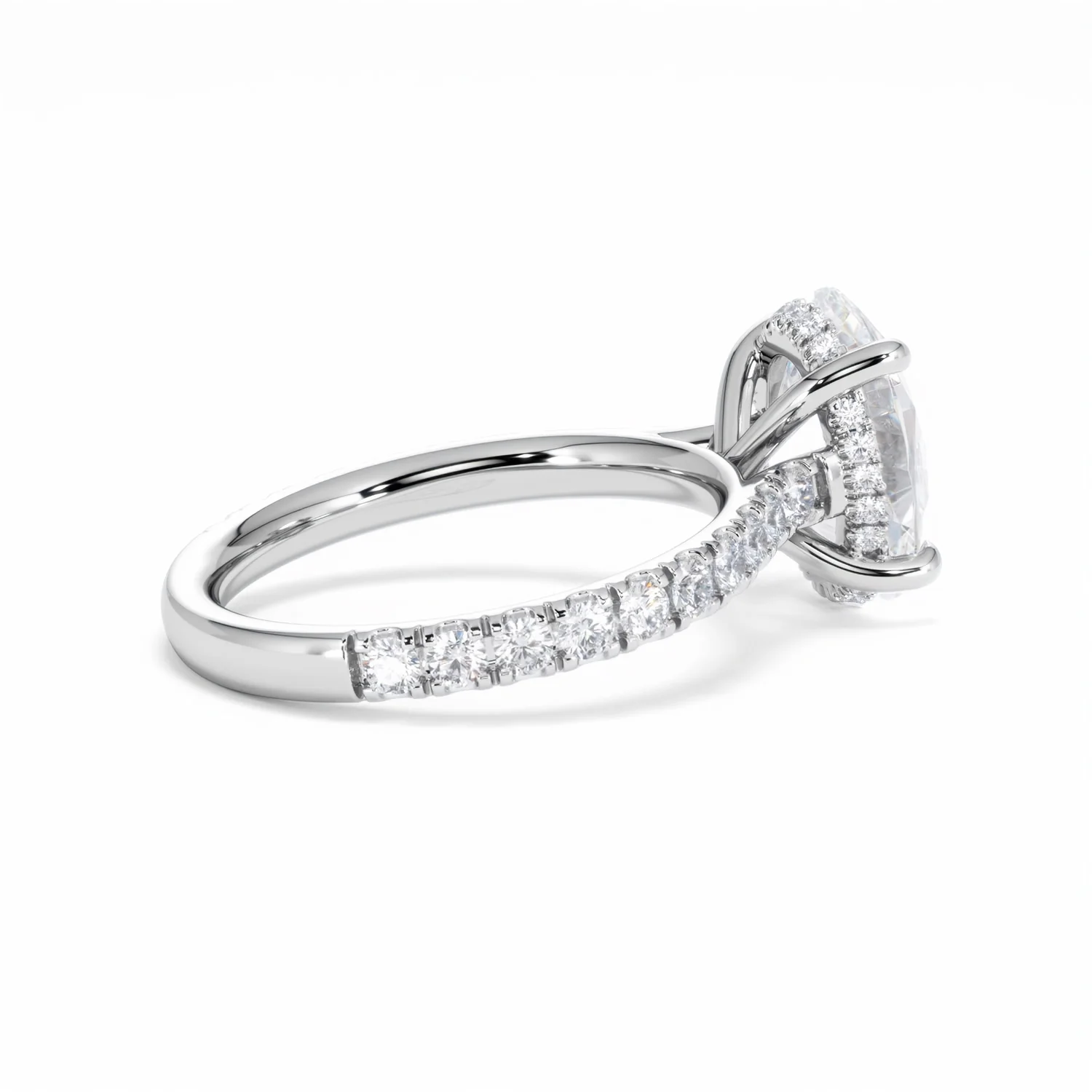 Amora Oval 3.00ct Hidden Halo Lab Diamond Engagement Ring With Side Stones Set in Platinum - Image 33