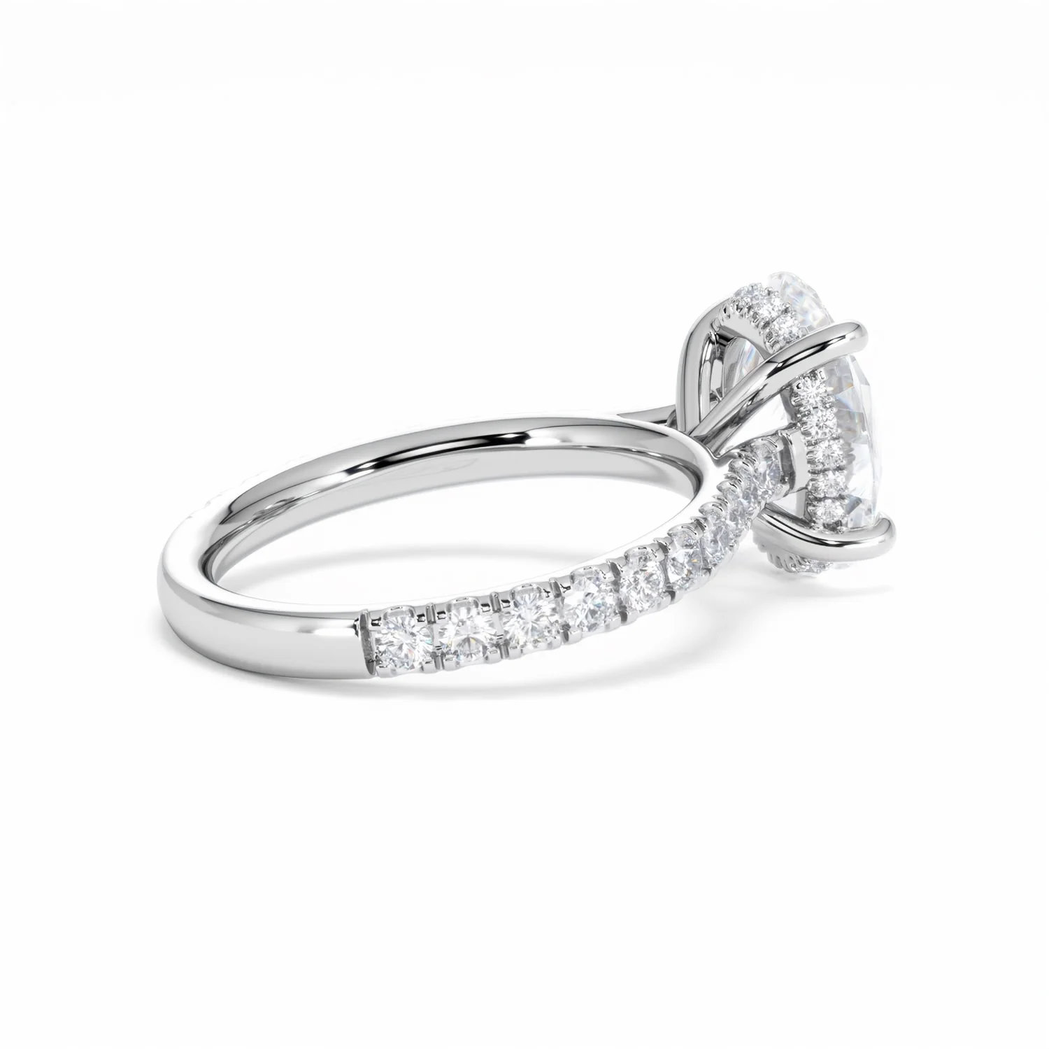 Amora Oval 3.00ct Hidden Halo Lab Diamond Engagement Ring With Side Stones Set in Platinum - Image 34