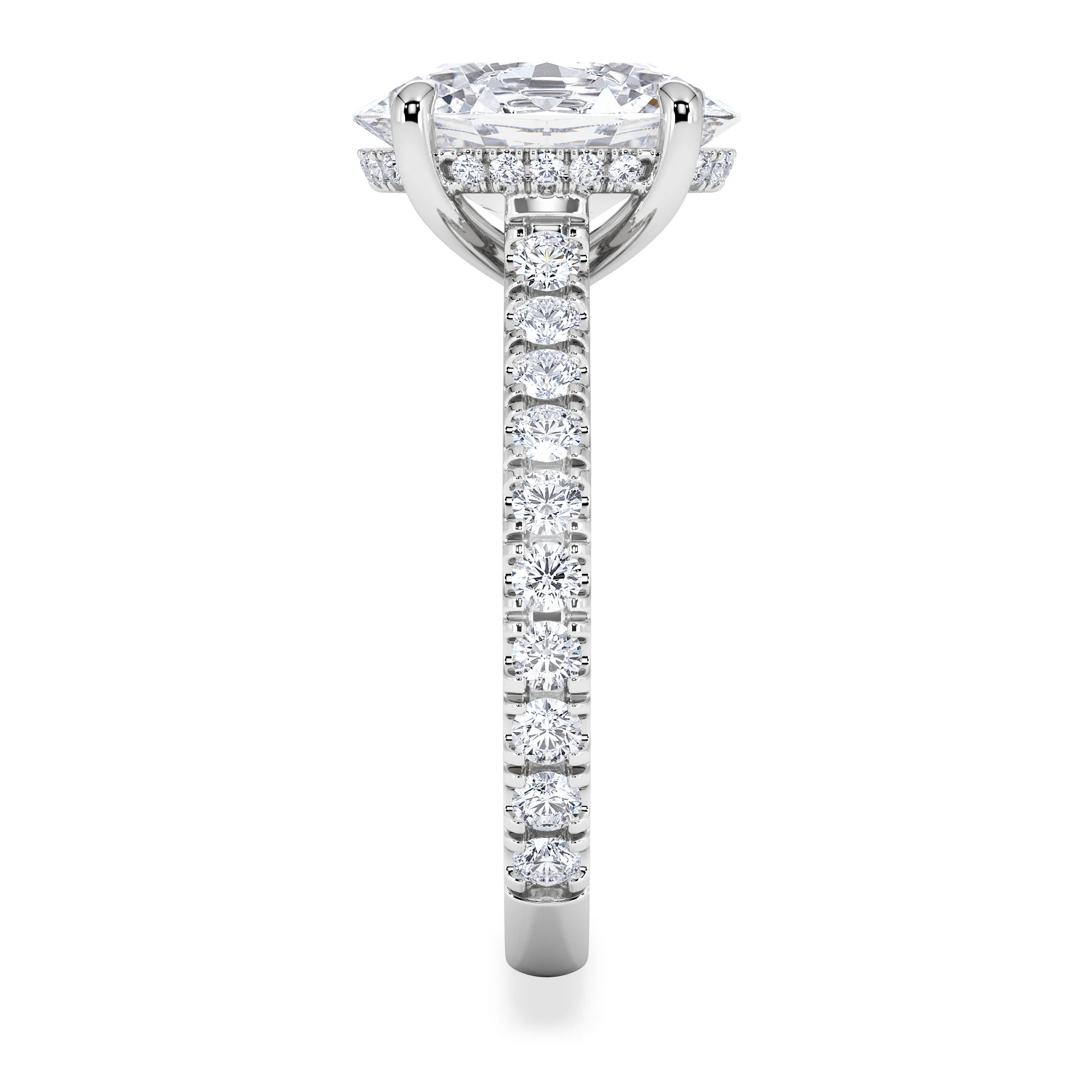 Amora Oval 3.00ct Hidden Halo Lab Diamond Engagement Ring With Side Stones Set in Platinum - Image 4
