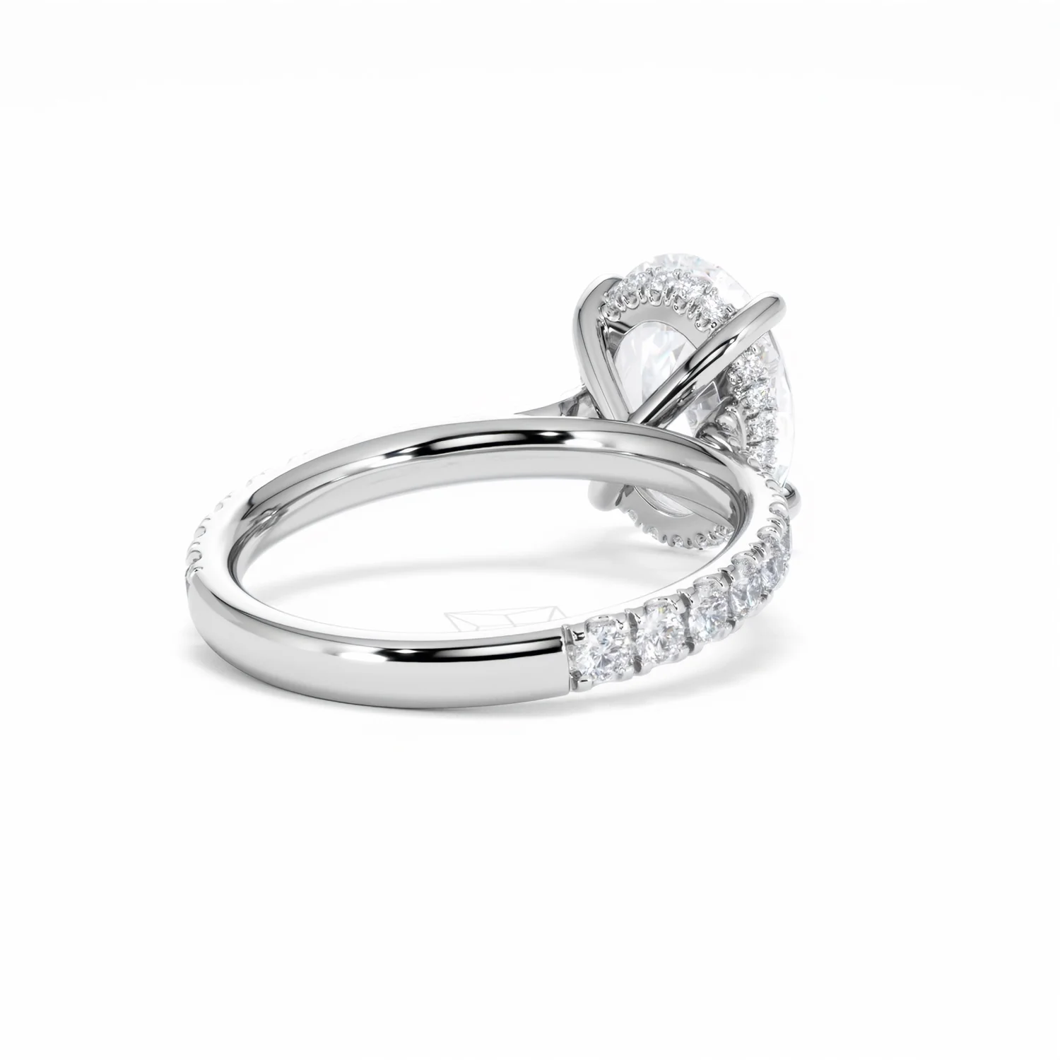 Amora Oval 3.00ct Hidden Halo Lab Diamond Engagement Ring With Side Stones Set in Platinum - Image 41