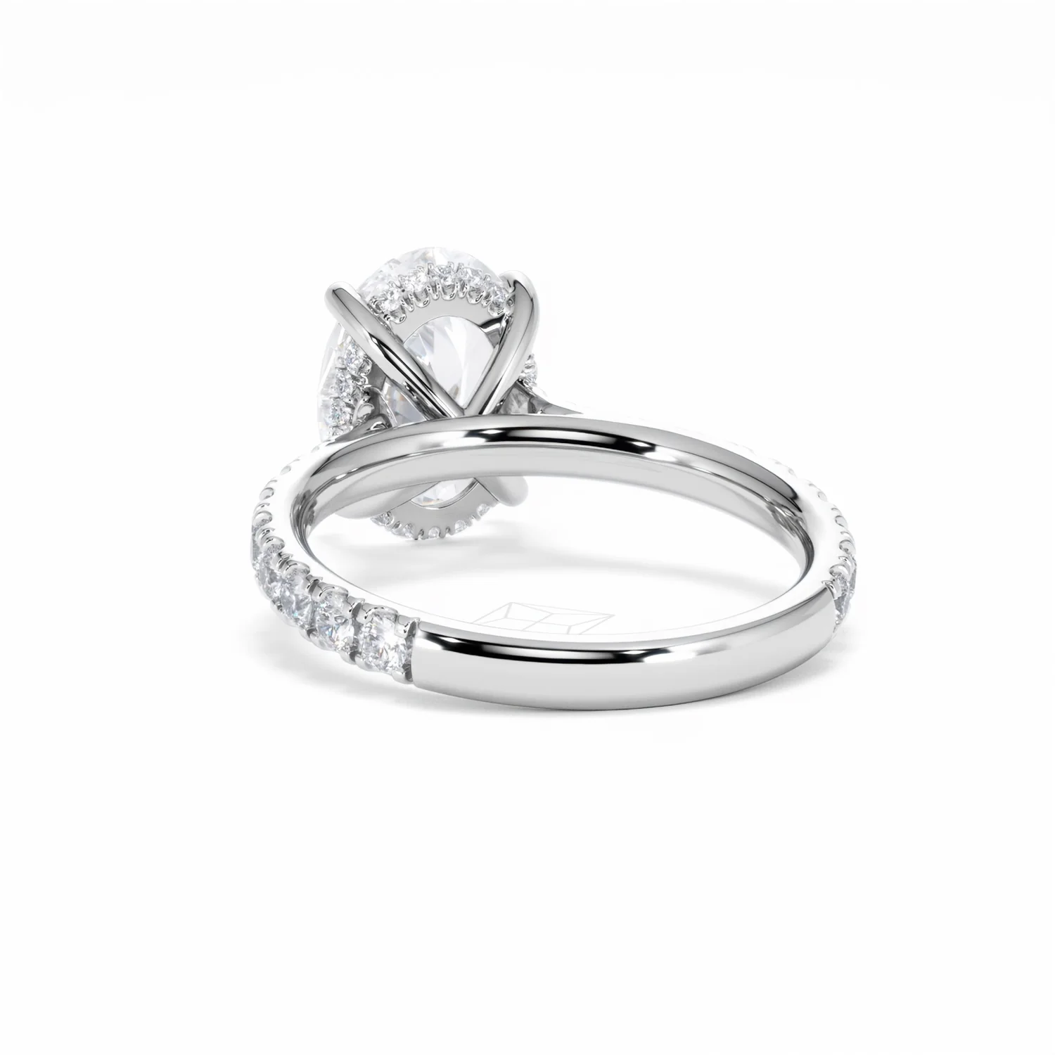 Amora Oval 3.00ct Hidden Halo Lab Diamond Engagement Ring With Side Stones Set in Platinum - Image 52
