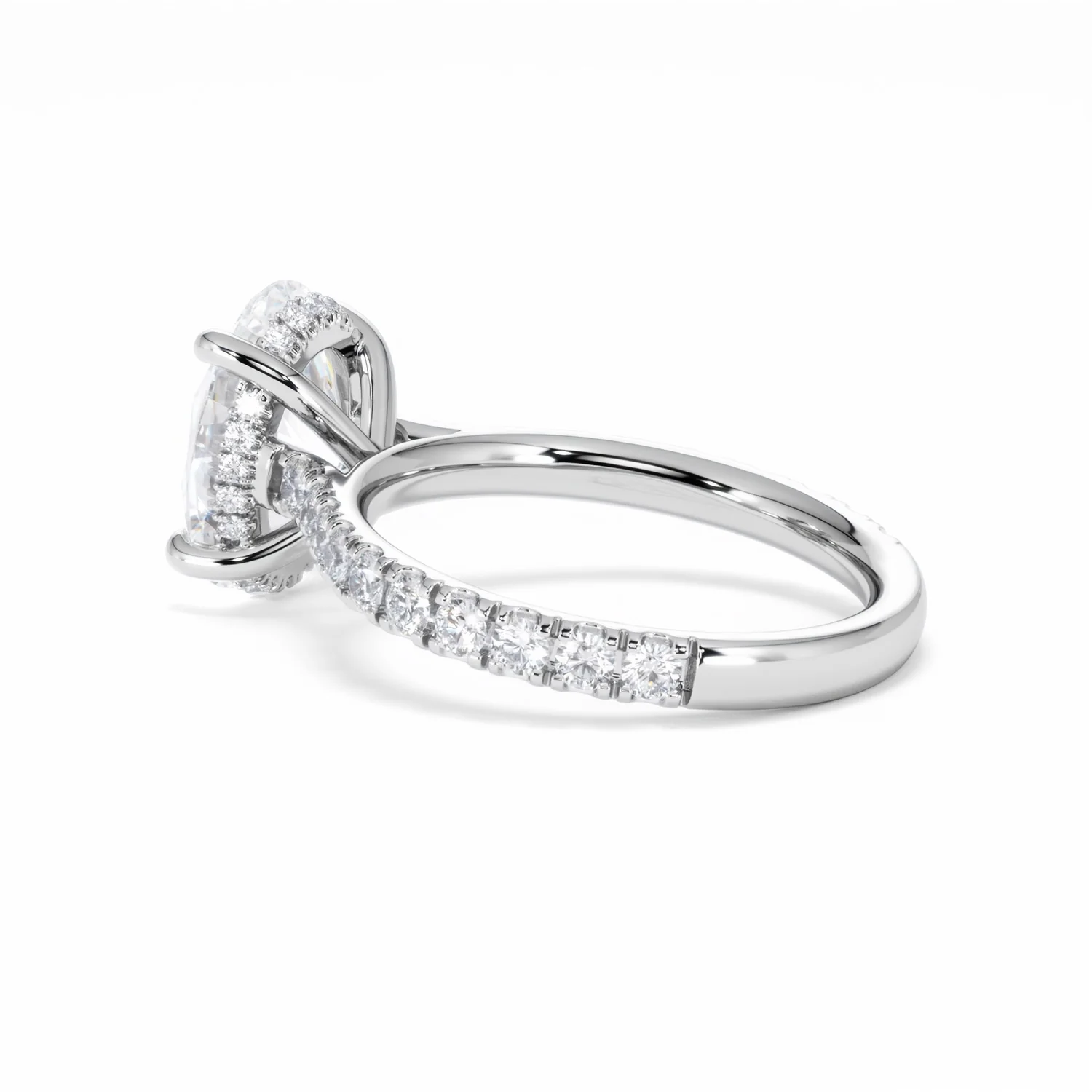 Amora Oval 3.00ct Hidden Halo Lab Diamond Engagement Ring With Side Stones Set in Platinum - Image 61
