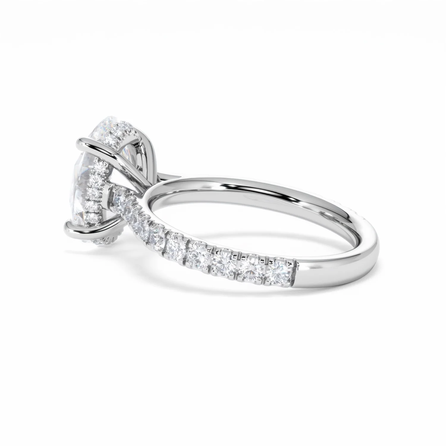 Amora Oval 3.00ct Hidden Halo Lab Diamond Engagement Ring With Side Stones Set in Platinum - Image 62
