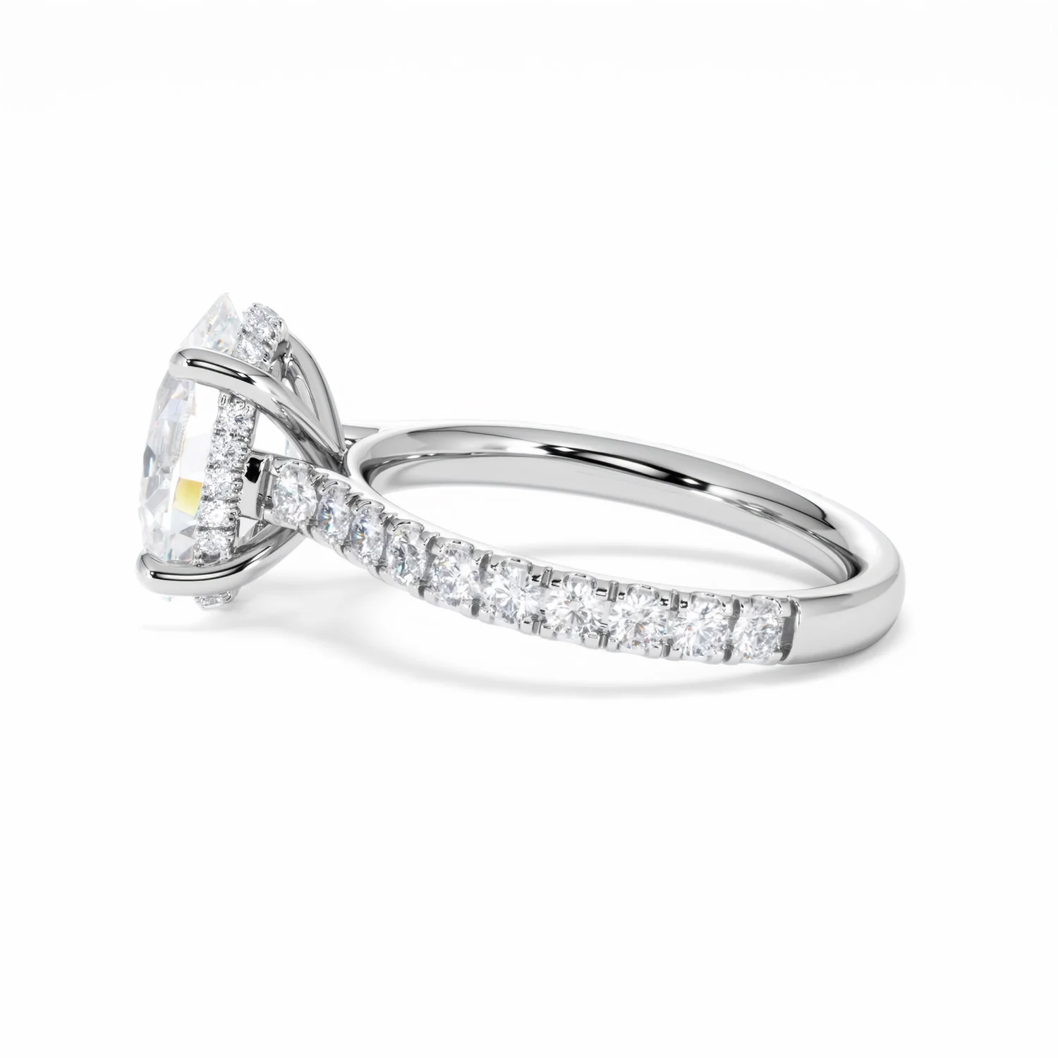 Amora Oval 3.00ct Hidden Halo Lab Diamond Engagement Ring With Side Stones Set in Platinum - Image 66