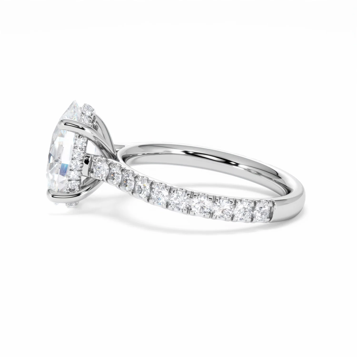 Amora Oval 3.00ct Hidden Halo Lab Diamond Engagement Ring With Side Stones Set in Platinum - Image 67
