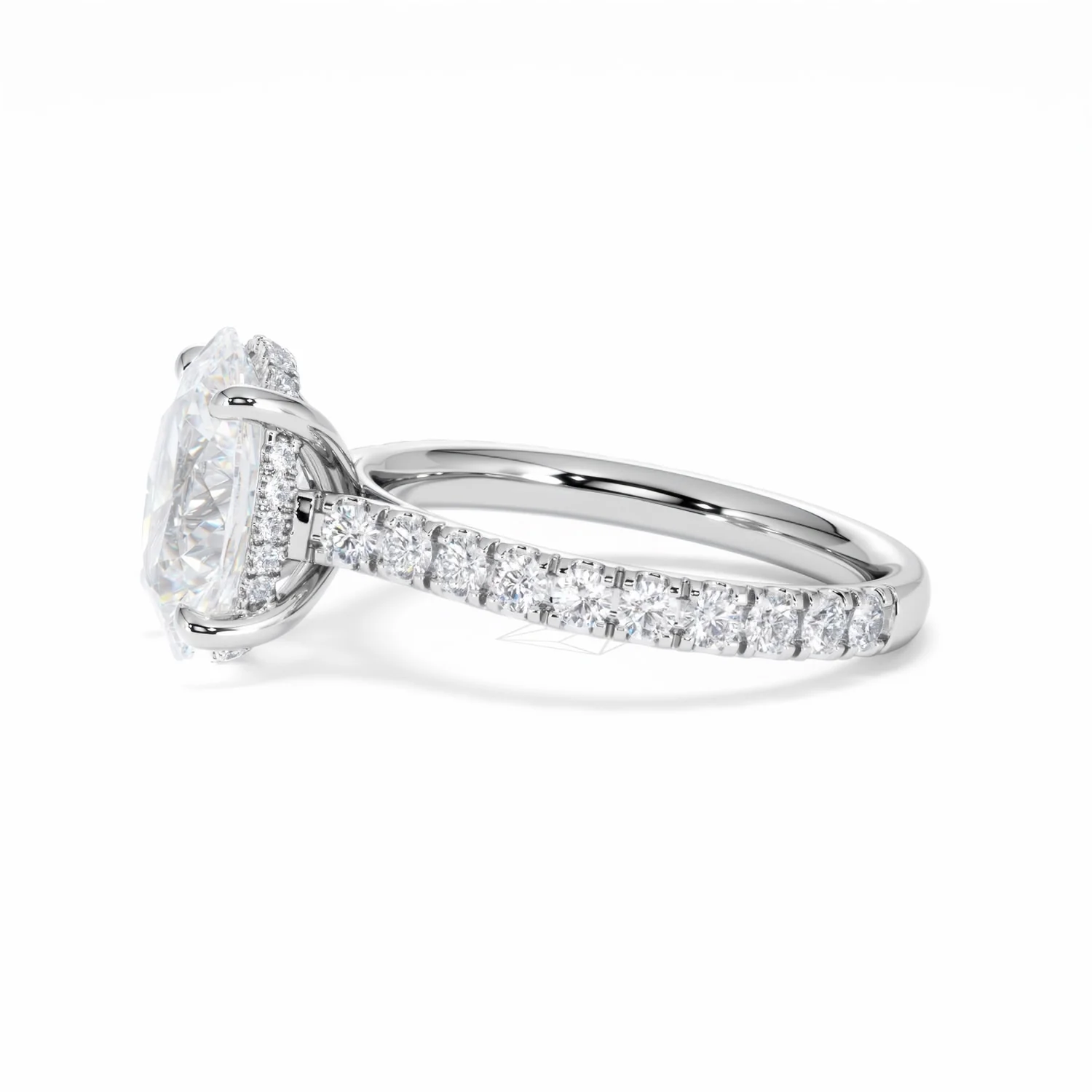 Amora Oval 3.00ct Hidden Halo Lab Diamond Engagement Ring With Side Stones Set in Platinum - Image 71