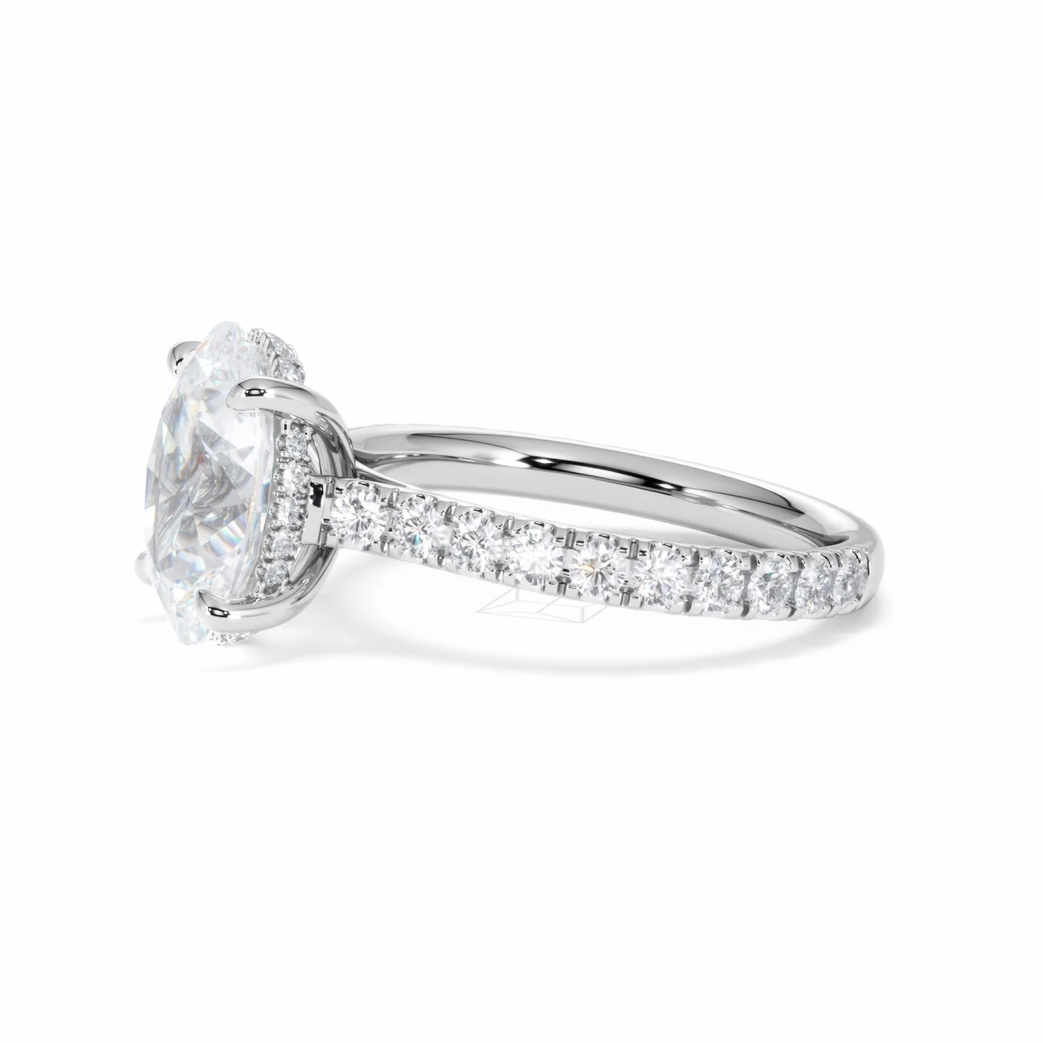 Amora Oval 3.00ct Hidden Halo Lab Diamond Engagement Ring With Side Stones Set in Platinum - Image 73