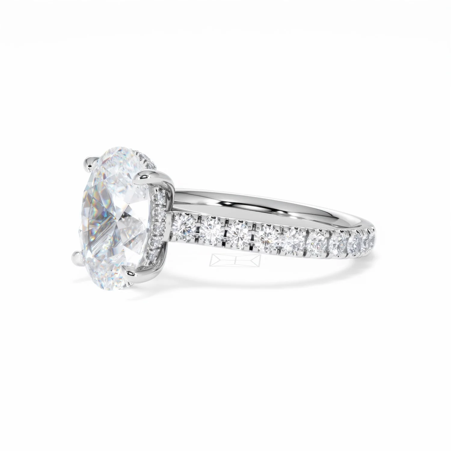 Amora Oval 3.00ct Hidden Halo Lab Diamond Engagement Ring With Side Stones Set in Platinum - Image 77