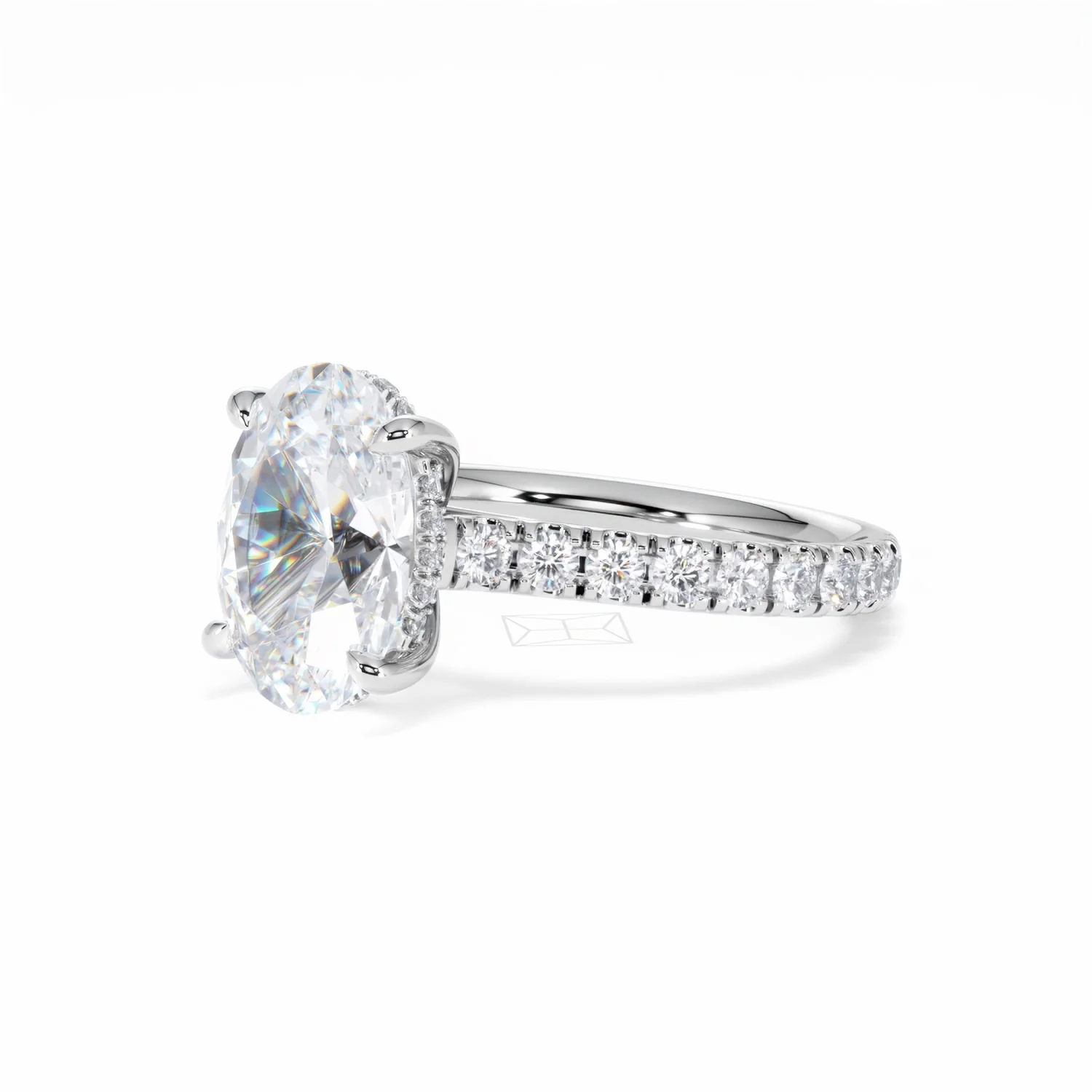Amora Oval 3.00ct Hidden Halo Lab Diamond Engagement Ring With Side Stones Set in Platinum - Image 79