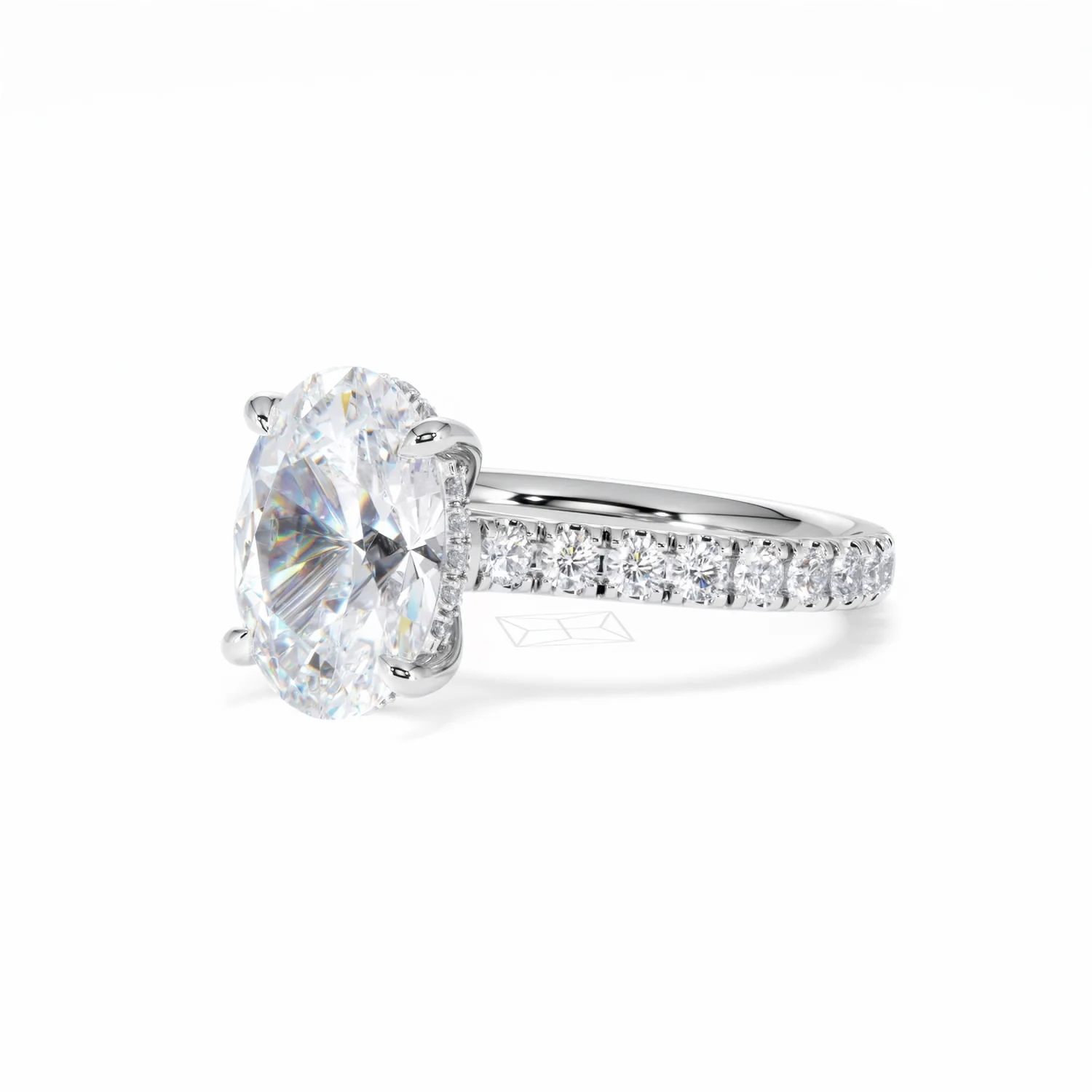 Amora Oval 3.00ct Hidden Halo Lab Diamond Engagement Ring With Side Stones Set in Platinum - Image 80