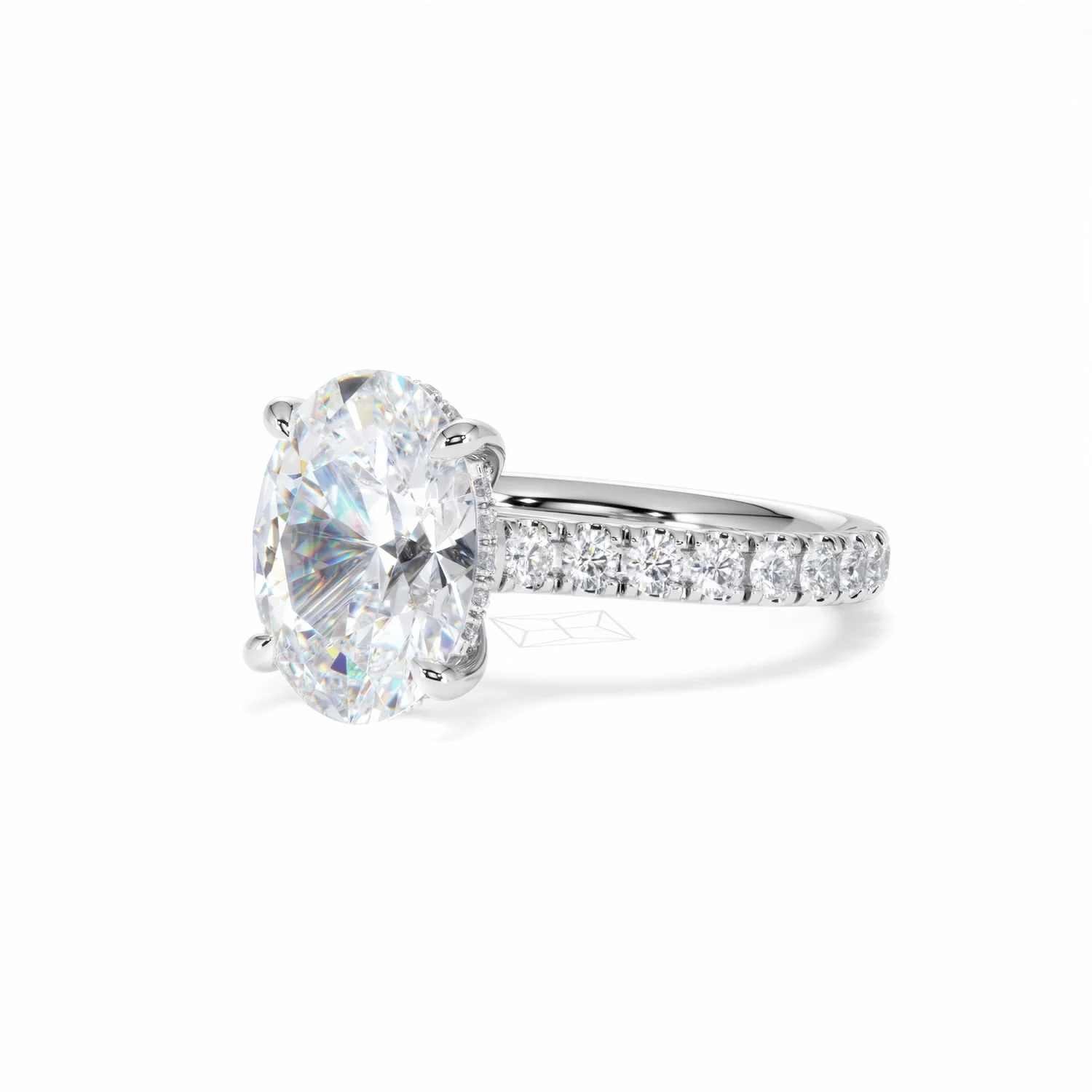 Amora Oval 3.00ct Hidden Halo Lab Diamond Engagement Ring With Side Stones Set in Platinum - Image 81