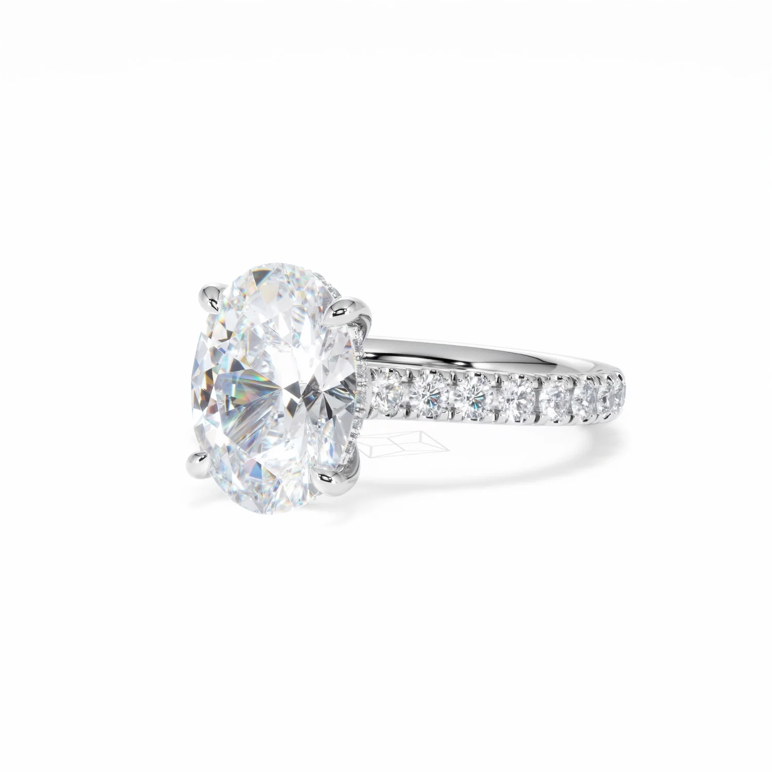 Amora Oval 3.00ct Hidden Halo Lab Diamond Engagement Ring With Side Stones Set in Platinum - Image 82