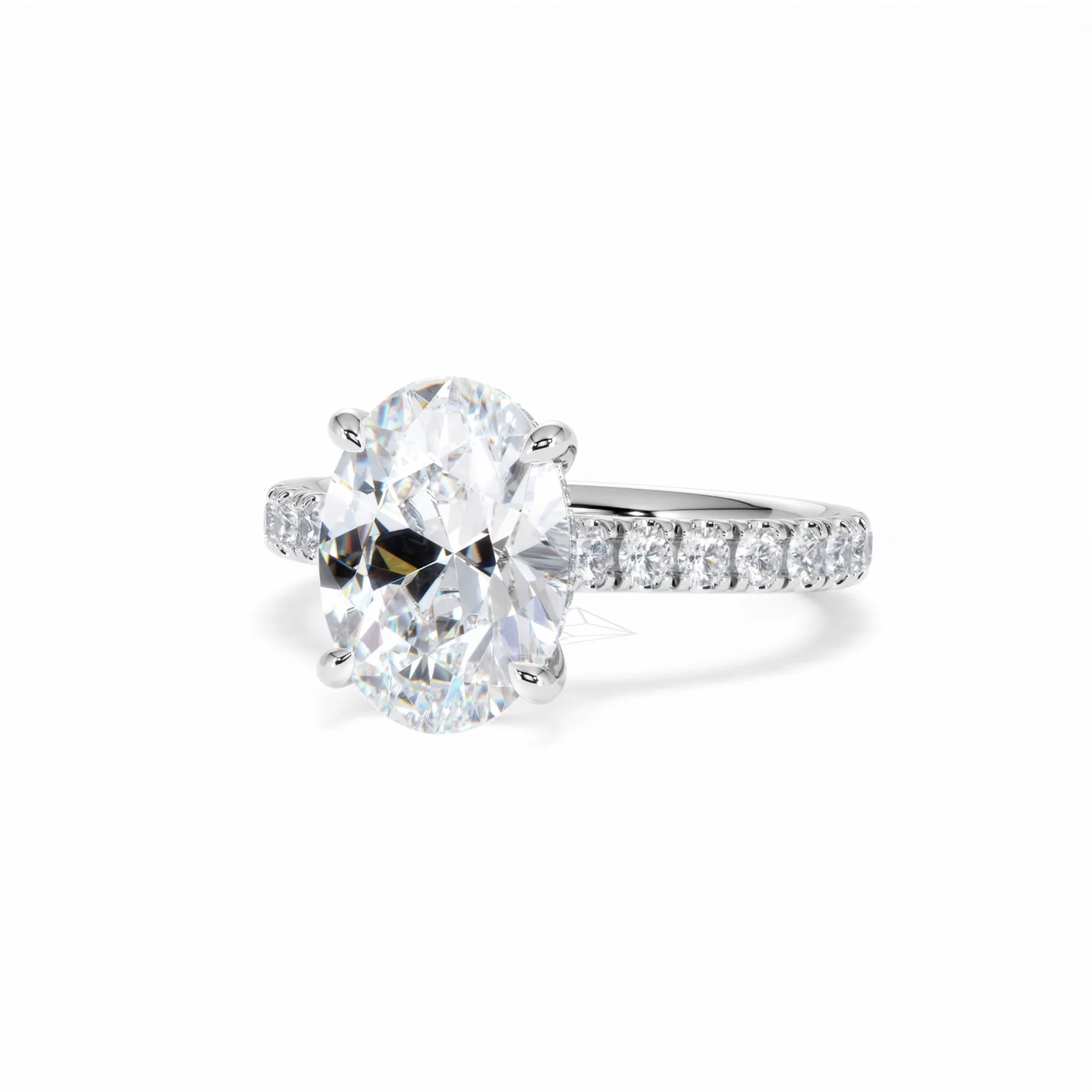 Amora Oval 3.00ct Hidden Halo Lab Diamond Engagement Ring With Side Stones Set in Platinum - Image 84