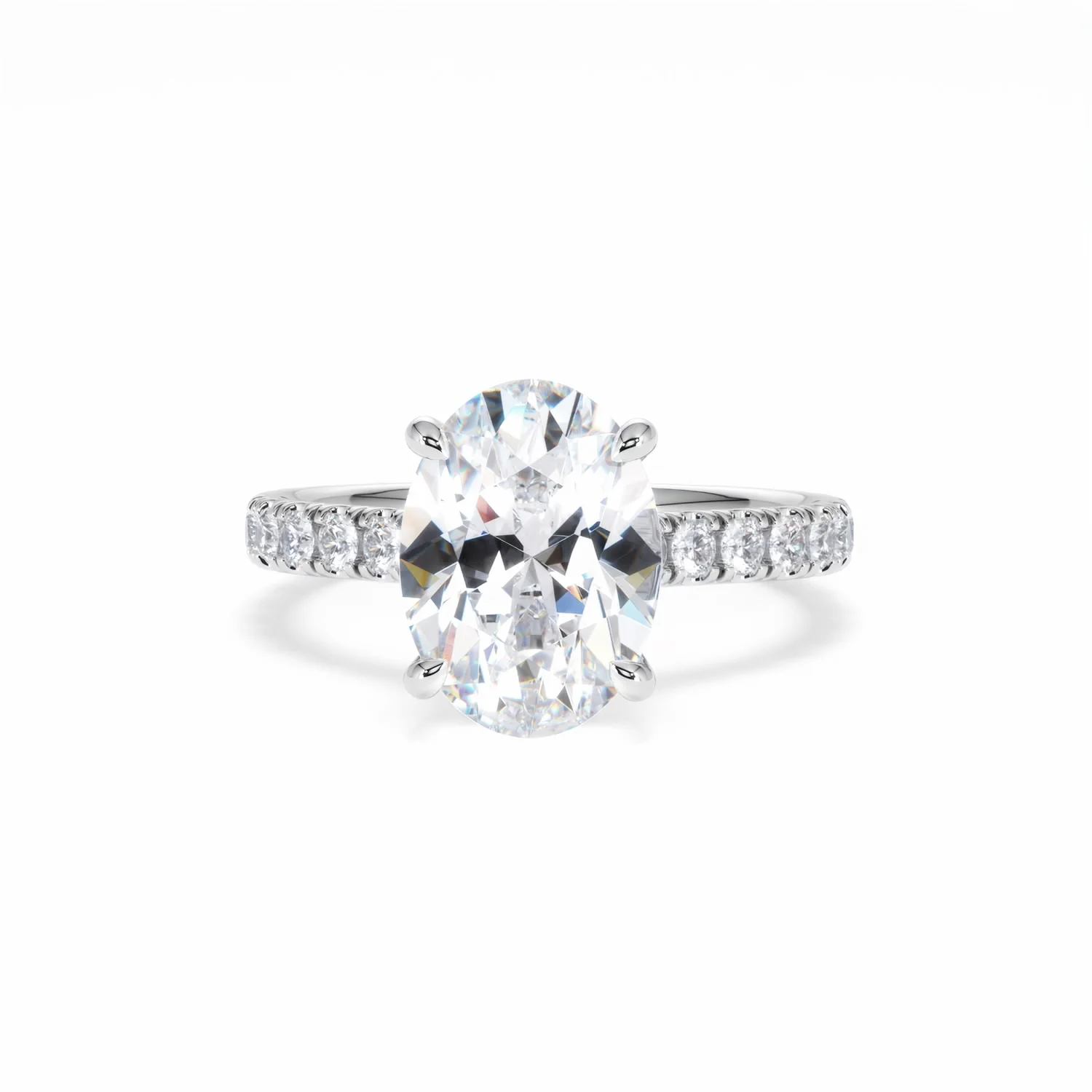 Amora Oval 3.00ct Hidden Halo Lab Diamond Engagement Ring With Side Stones Set in Platinum - Image 87