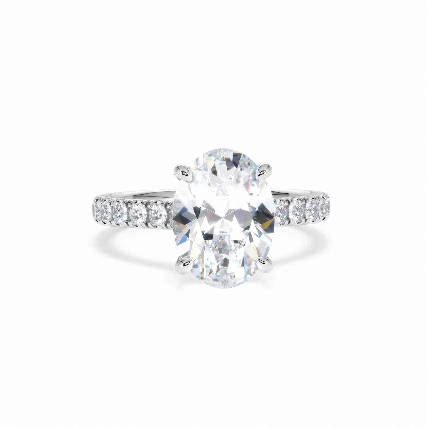Amora Oval 3.00ct Hidden Halo Lab Diamond Engagement Ring With Side Stones Set in Platinum - Image 9