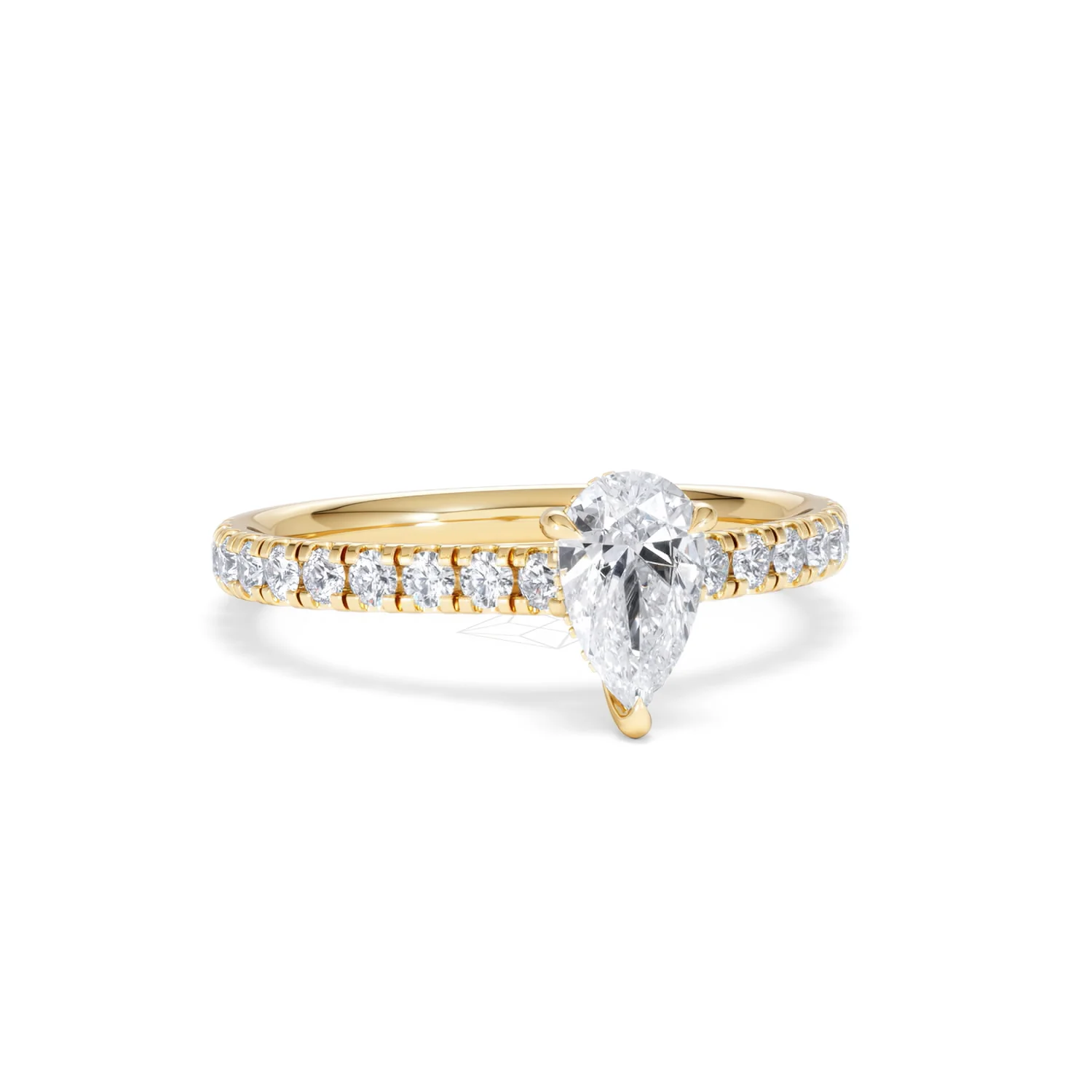 Amora Pear 0.97ct Hidden Halo Diamond Engagement Ring With Side Stones Set in 18K Gold - Image 11