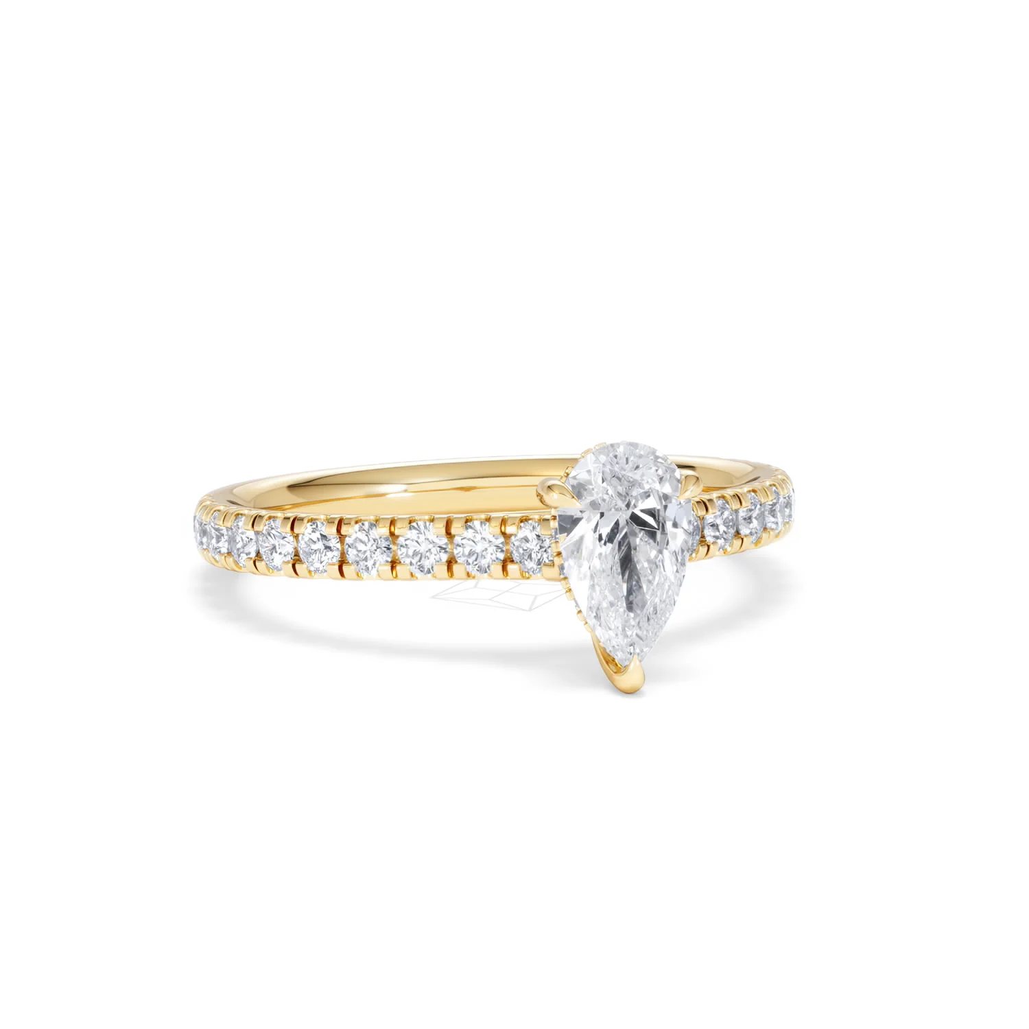 Amora Pear 0.97ct Hidden Halo Diamond Engagement Ring With Side Stones Set in 18K Gold - Image 12
