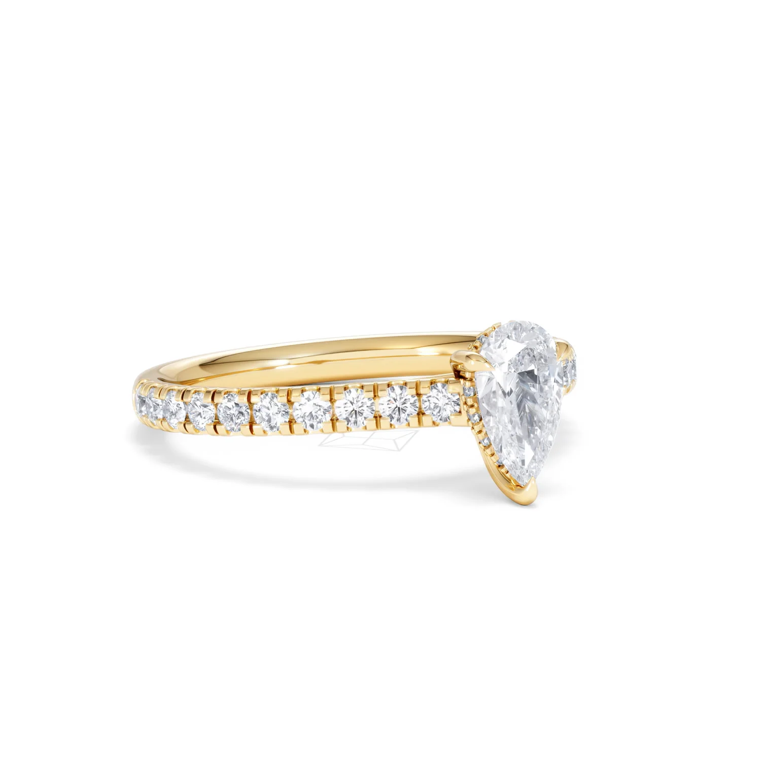 Amora Pear 0.97ct Hidden Halo Diamond Engagement Ring With Side Stones Set in 18K Gold - Image 15