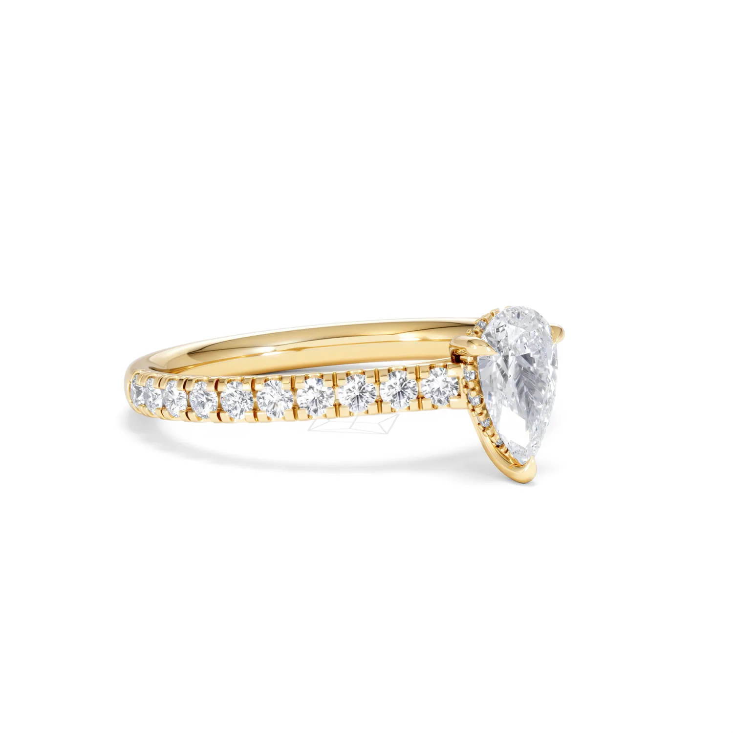 Amora Pear 0.97ct Hidden Halo Diamond Engagement Ring With Side Stones Set in 18K Gold - Image 16