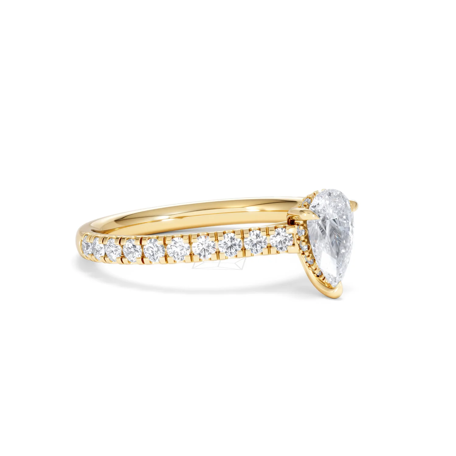 Amora Pear 0.97ct Hidden Halo Diamond Engagement Ring With Side Stones Set in 18K Gold - Image 17