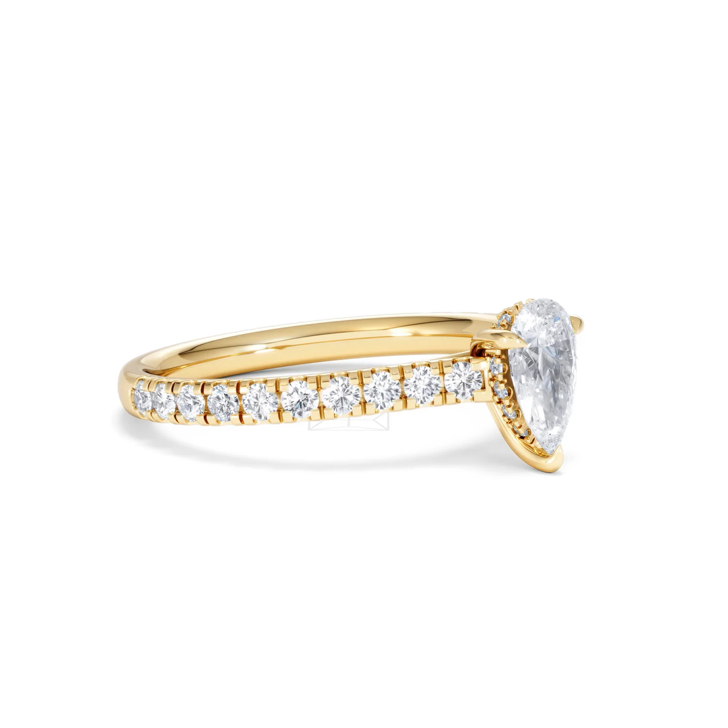 Amora Pear 0.97ct Hidden Halo Diamond Engagement Ring With Side Stones Set in 18K Gold - Image 18