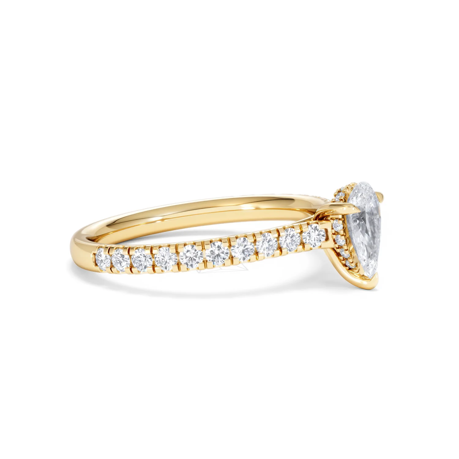 Amora Pear 0.97ct Hidden Halo Diamond Engagement Ring With Side Stones Set in 18K Gold - Image 21
