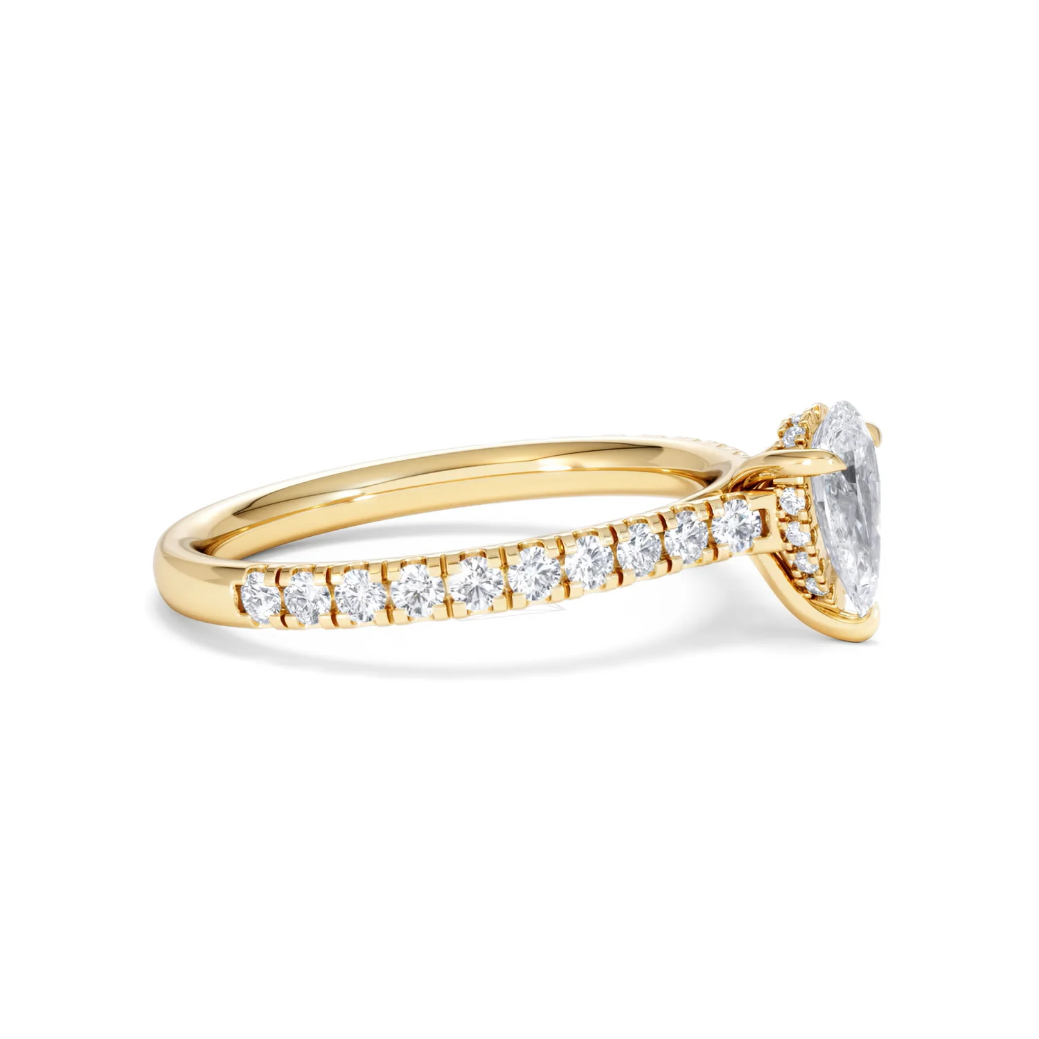 Amora Pear 0.97ct Hidden Halo Diamond Engagement Ring With Side Stones Set in 18K Gold - Image 23
