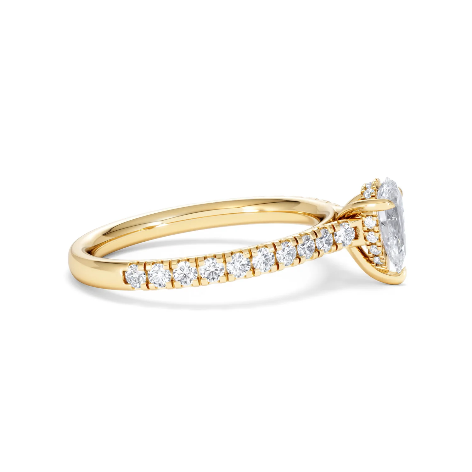 Amora Pear 0.97ct Hidden Halo Diamond Engagement Ring With Side Stones Set in 18K Gold - Image 25