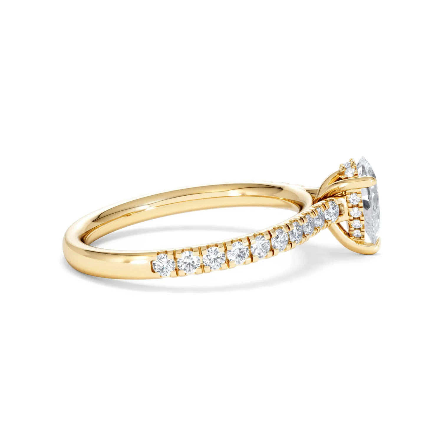 Amora Pear 0.97ct Hidden Halo Diamond Engagement Ring With Side Stones Set in 18K Gold - Image 29