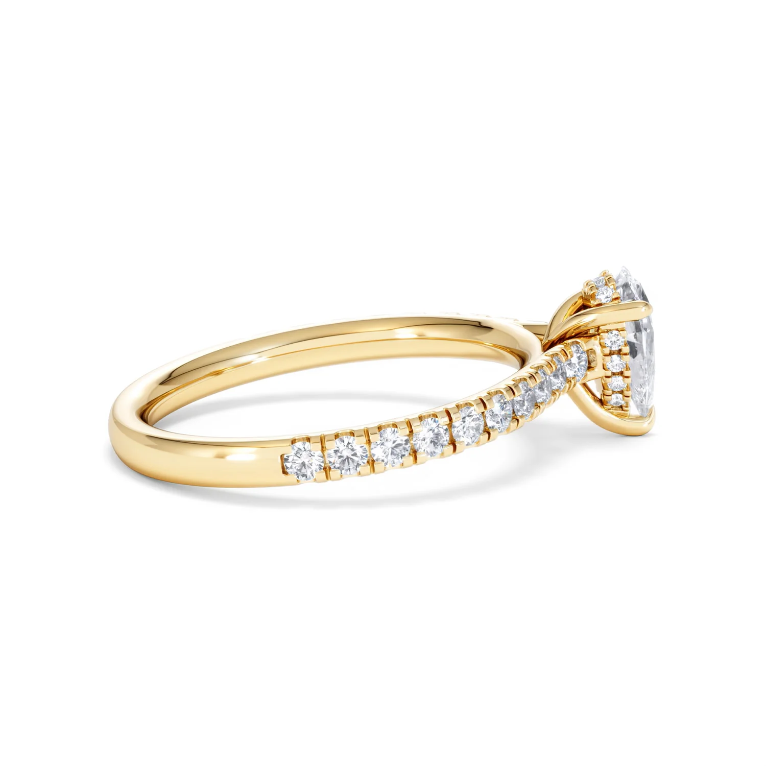 Amora Pear 0.97ct Hidden Halo Diamond Engagement Ring With Side Stones Set in 18K Gold - Image 30