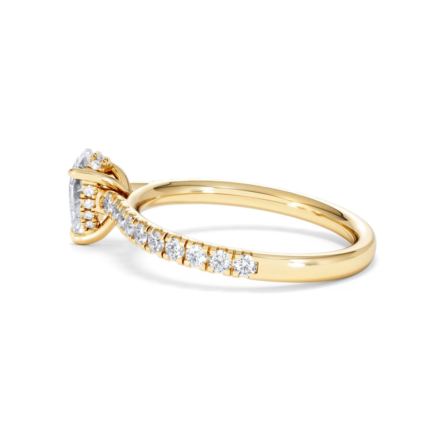 Amora Pear 0.97ct Hidden Halo Diamond Engagement Ring With Side Stones Set in 18K Gold - Image 64
