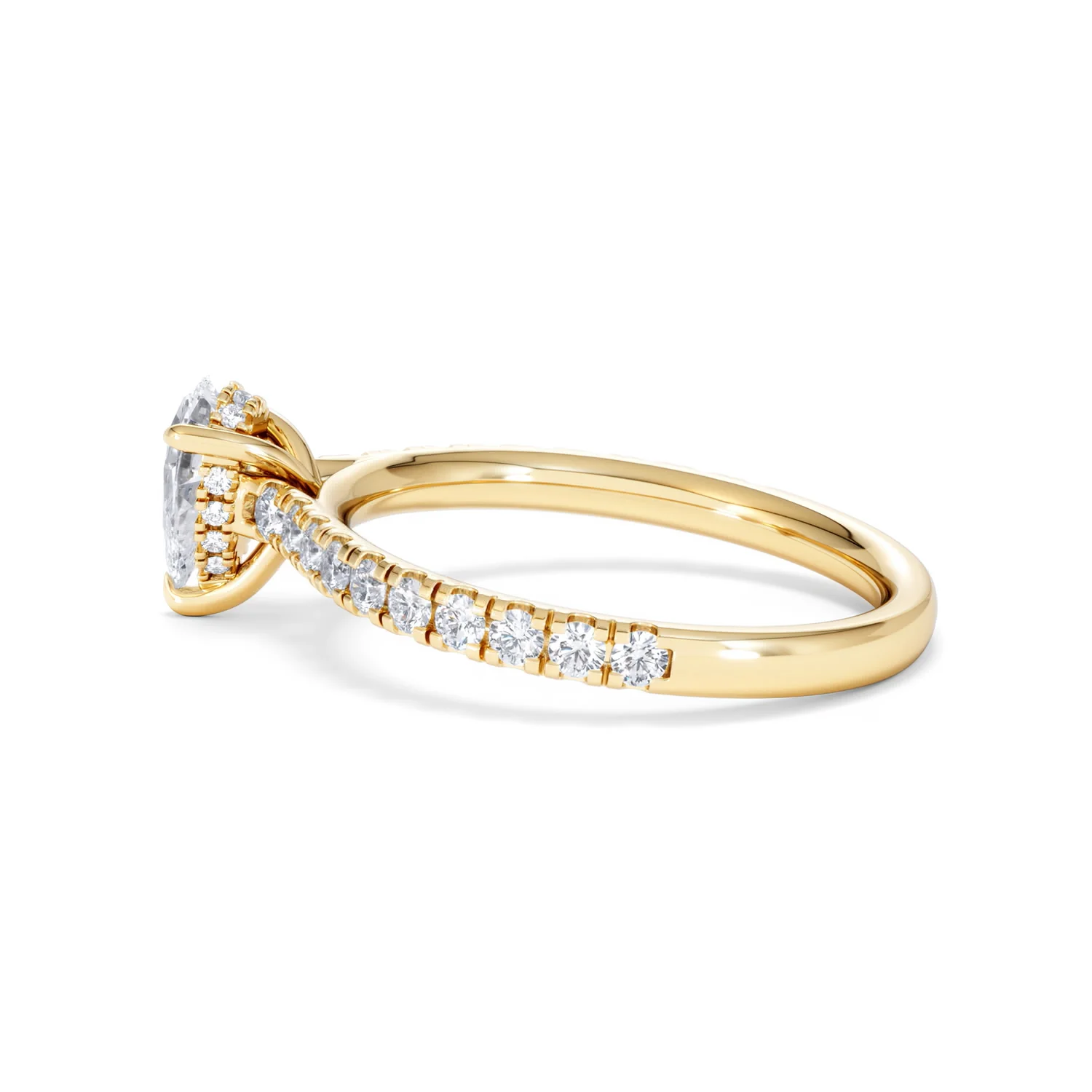 Amora Pear 0.97ct Hidden Halo Diamond Engagement Ring With Side Stones Set in 18K Gold - Image 65