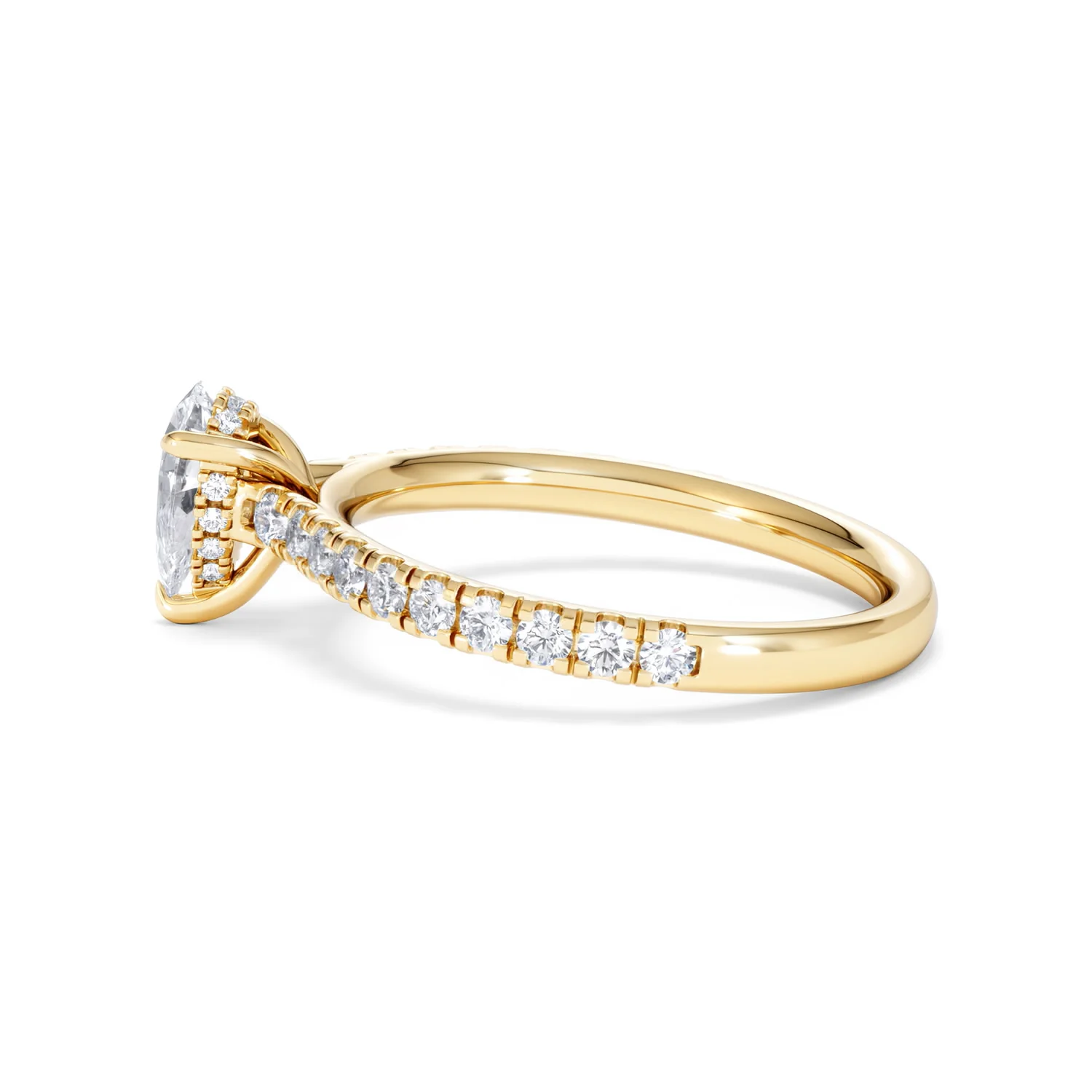 Amora Pear 0.97ct Hidden Halo Diamond Engagement Ring With Side Stones Set in 18K Gold - Image 66