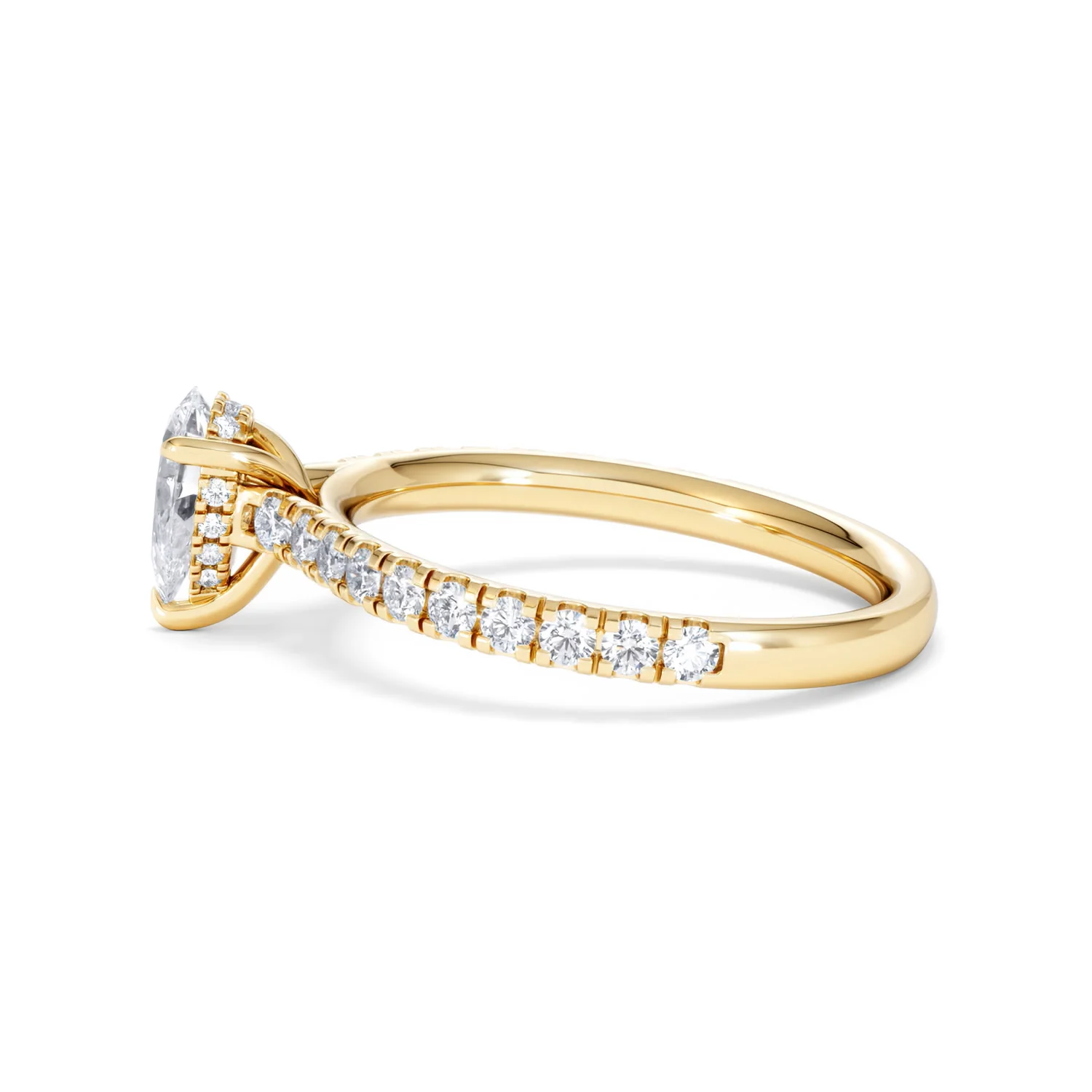 Amora Pear 0.97ct Hidden Halo Diamond Engagement Ring With Side Stones Set in 18K Gold - Image 67