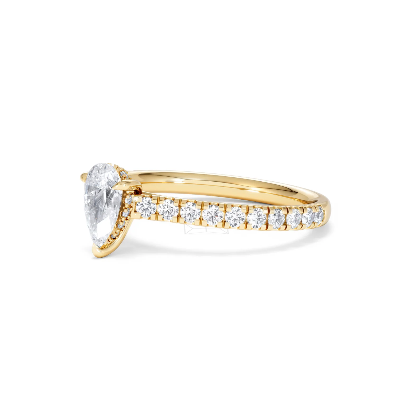 Amora Pear 0.97ct Hidden Halo Diamond Engagement Ring With Side Stones Set in 18K Gold - Image 78