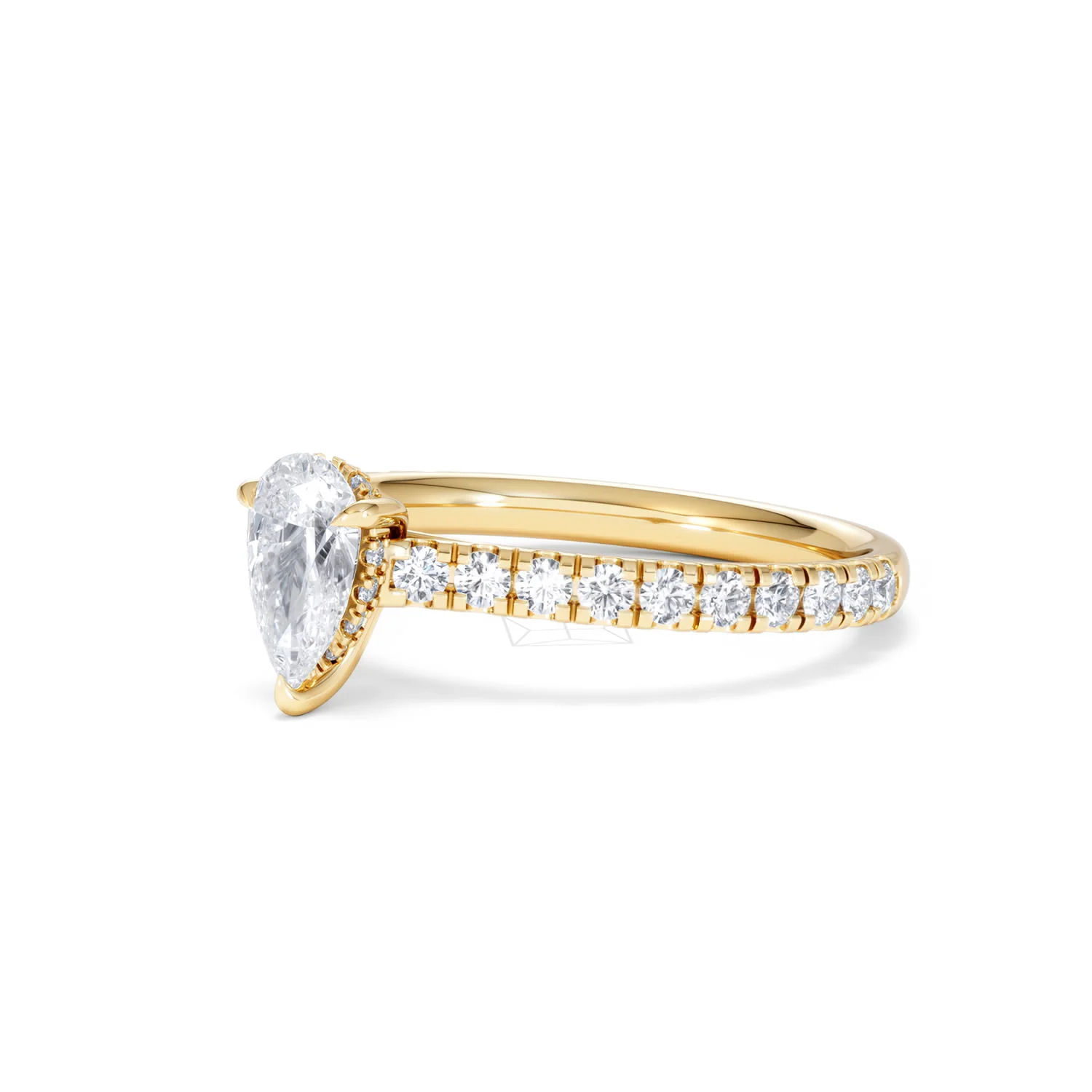 Amora Pear 0.97ct Hidden Halo Diamond Engagement Ring With Side Stones Set in 18K Gold - Image 79