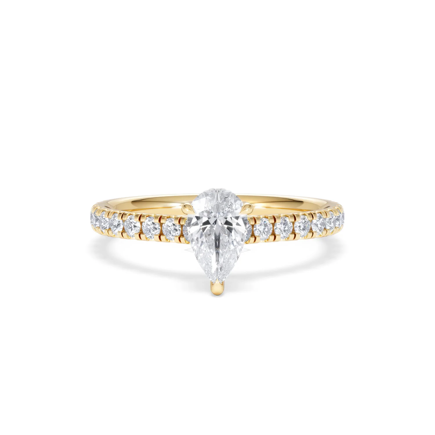 Amora Pear 0.97ct Hidden Halo Diamond Engagement Ring With Side Stones Set in 18K Gold - Image 8