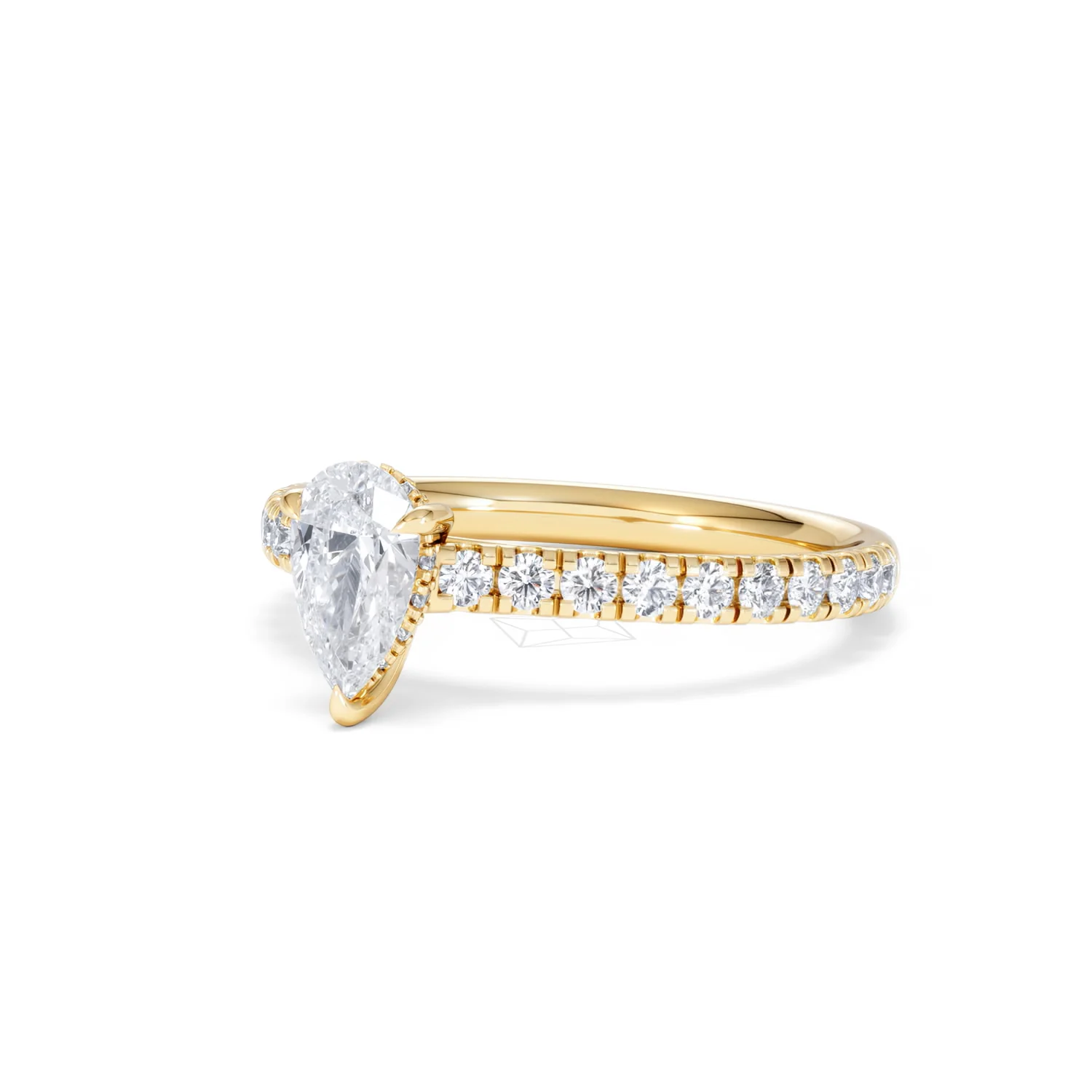 Amora Pear 0.97ct Hidden Halo Diamond Engagement Ring With Side Stones Set in 18K Gold - Image 81