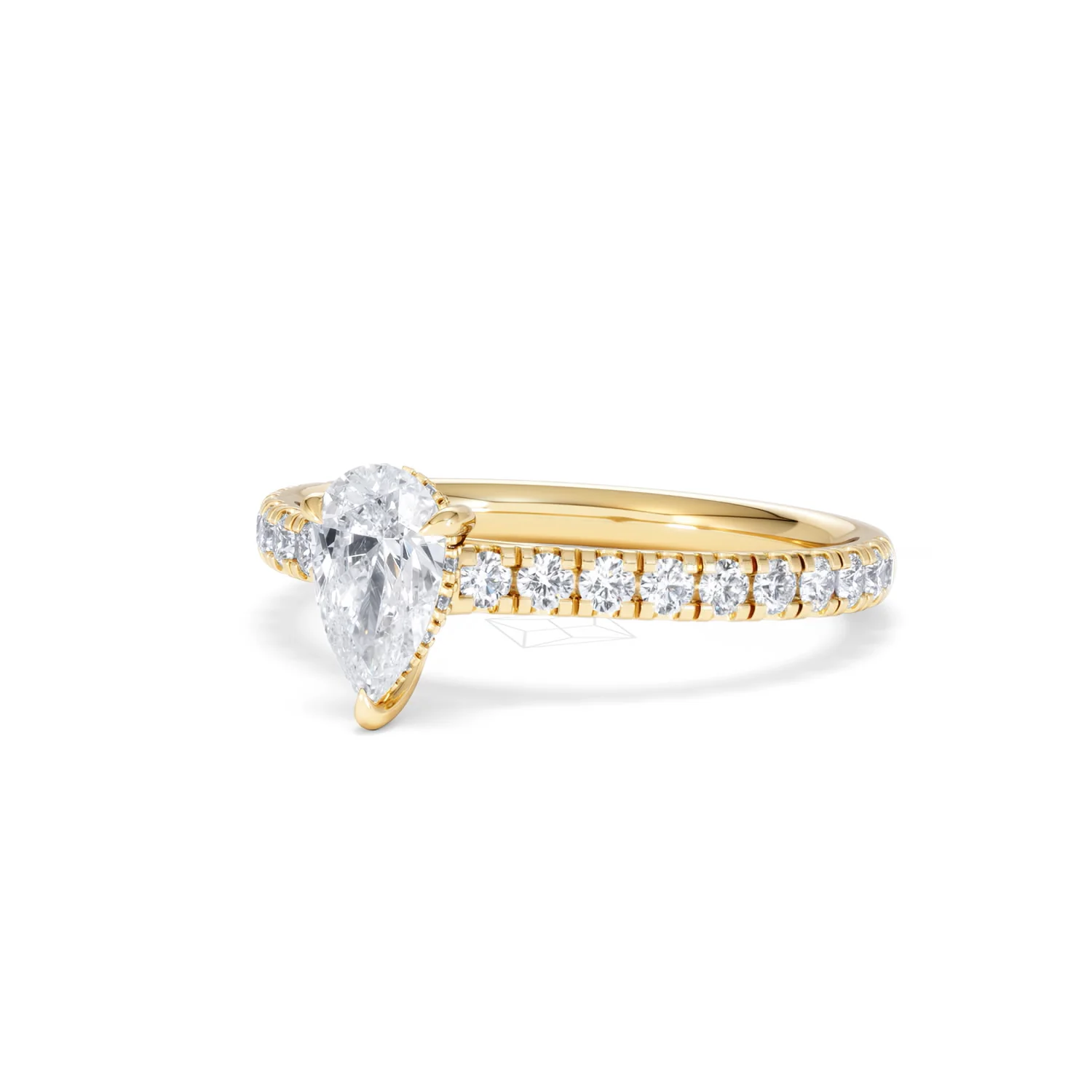 Amora Pear 0.97ct Hidden Halo Diamond Engagement Ring With Side Stones Set in 18K Gold - Image 82