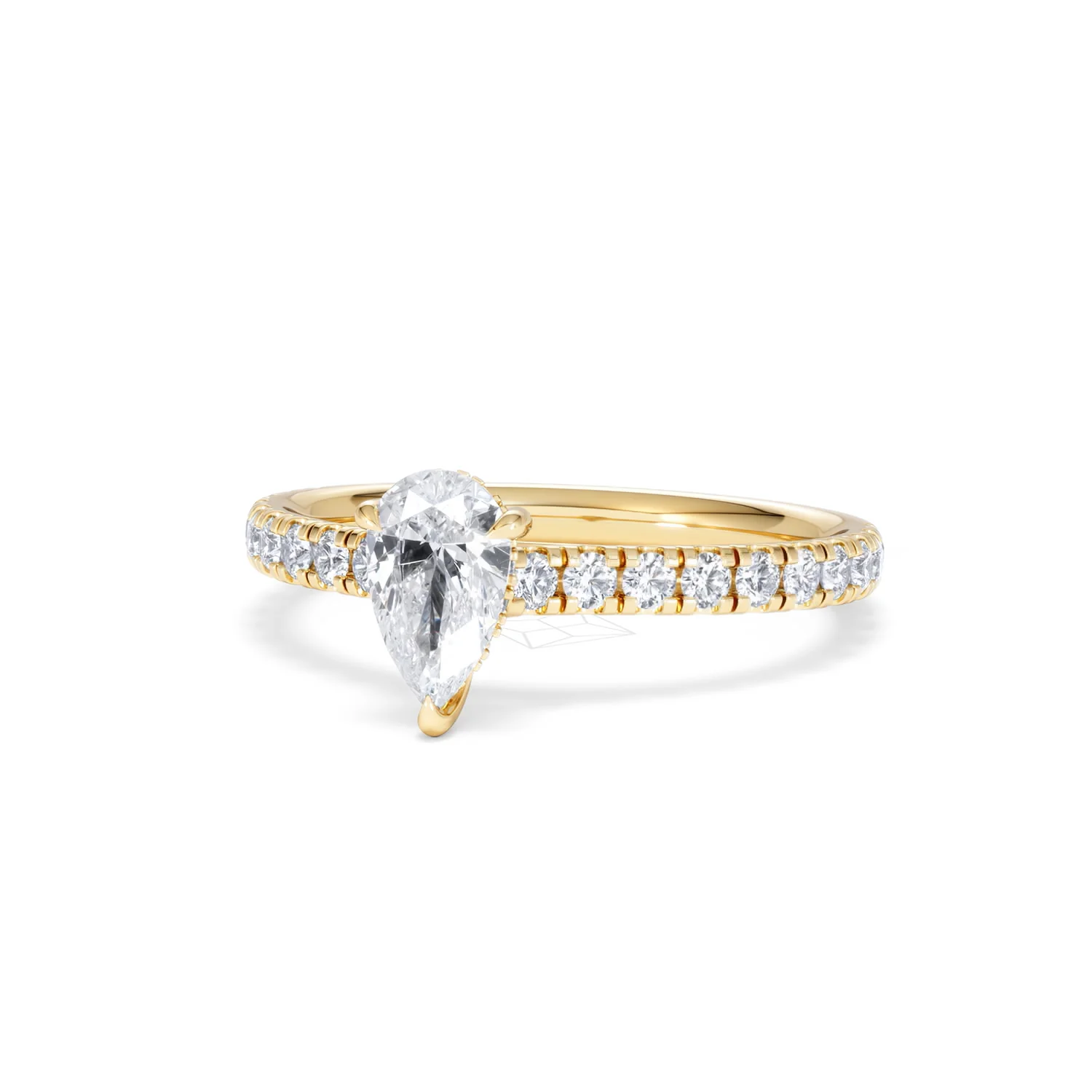 Amora Pear 0.97ct Hidden Halo Diamond Engagement Ring With Side Stones Set in 18K Gold - Image 84