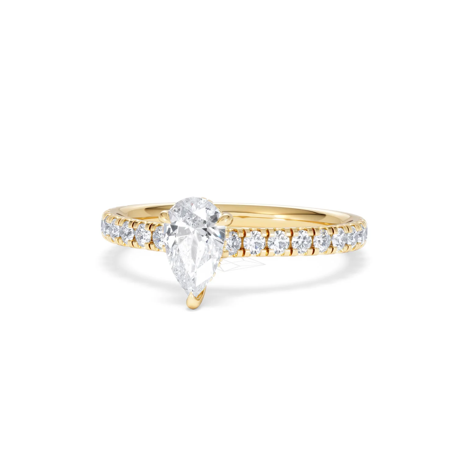 Amora Pear 0.97ct Hidden Halo Diamond Engagement Ring With Side Stones Set in 18K Gold - Image 85
